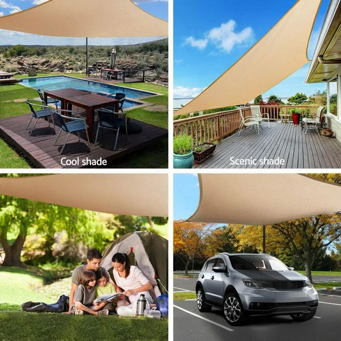 2 Instahut Shade Sail 3x4m Rectangle 280GSM 98% Sand Shade - Beige, 2 of 4
