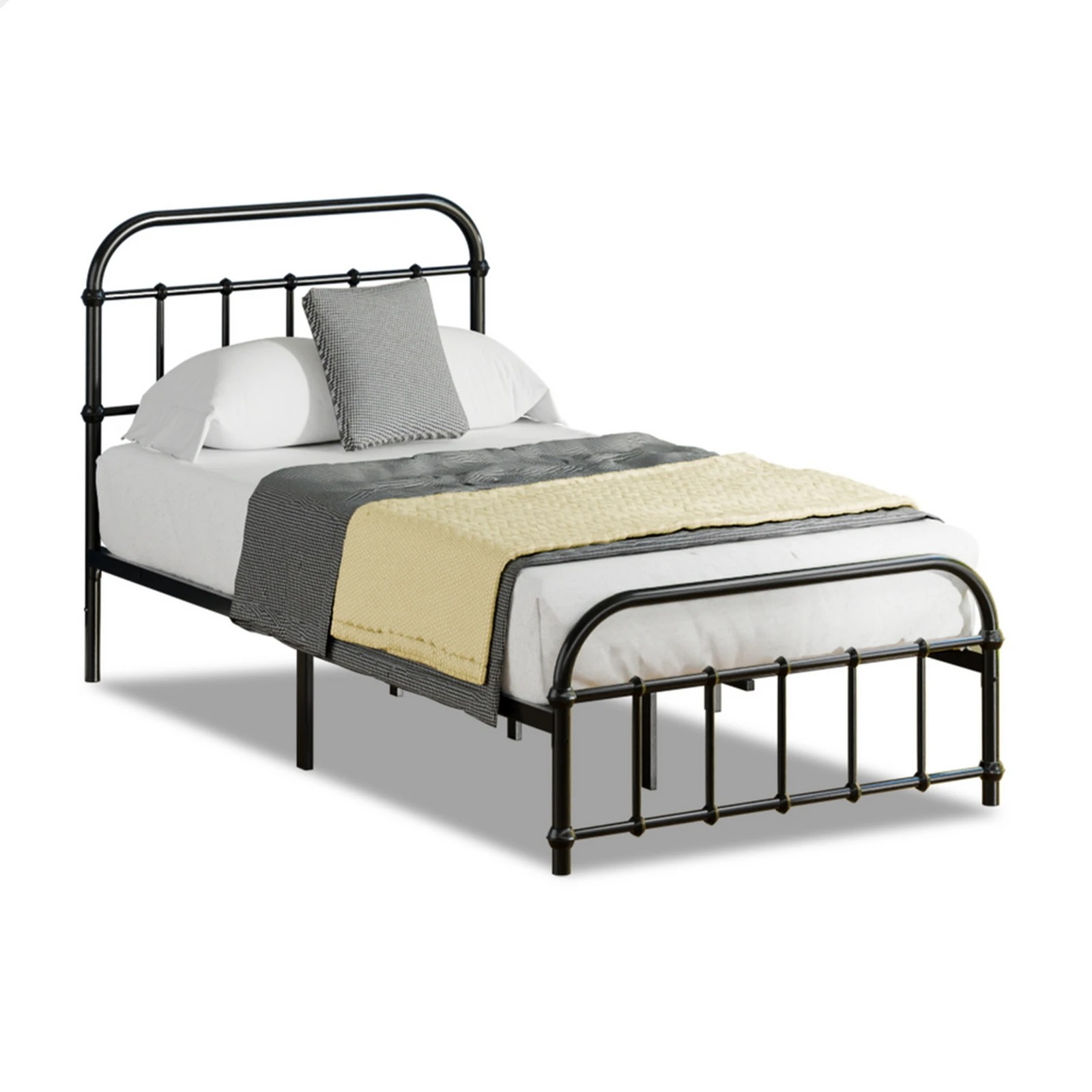 1 Alfordson Metal Bed Frame King Single Mattress Base Industrial Platform - Black, 1 of 10
