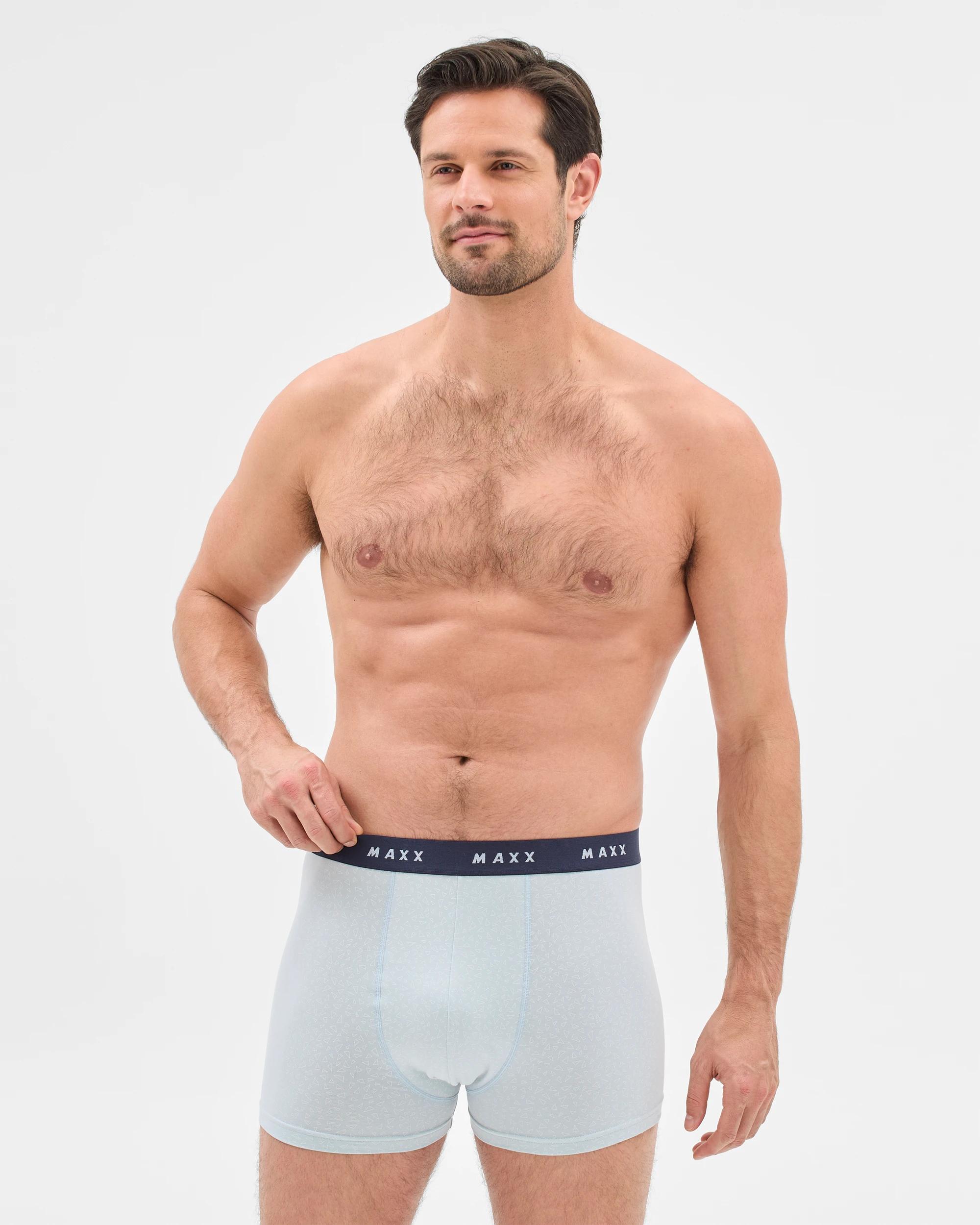 2 Mens Australian Cotton Blend Hipster Trunk 5 Pack - Maxx SKYWAY BLUE PRINT/NAVY/STONEWASH BLUE PRINT/SEAGRASS GREEN/PUMICE STONE PRINT, 2 of 4