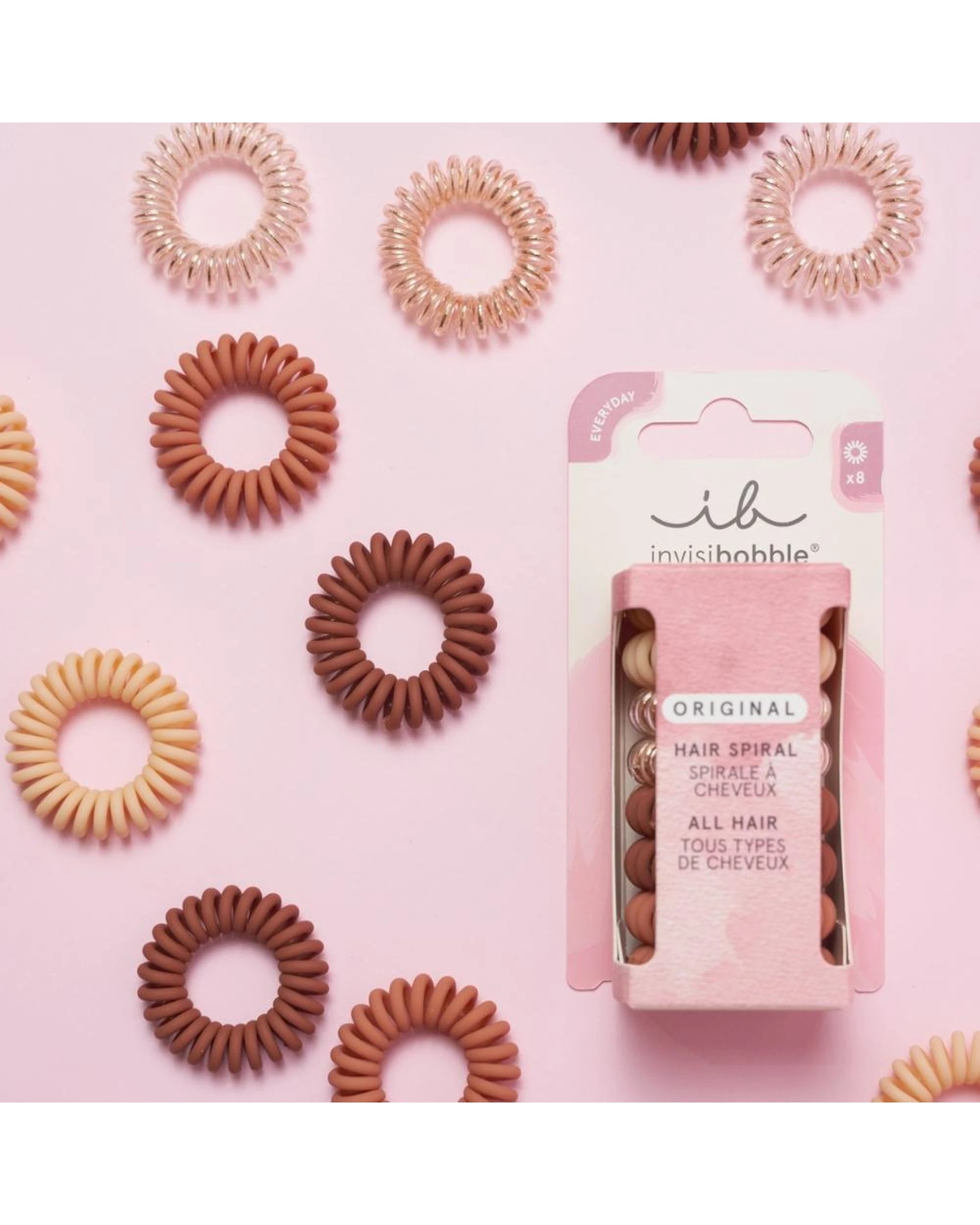 2 Invisibobble Original Spiral Traceless Hair Ties 8Pk - Cafe au Lait - Brown, 2 of 2
