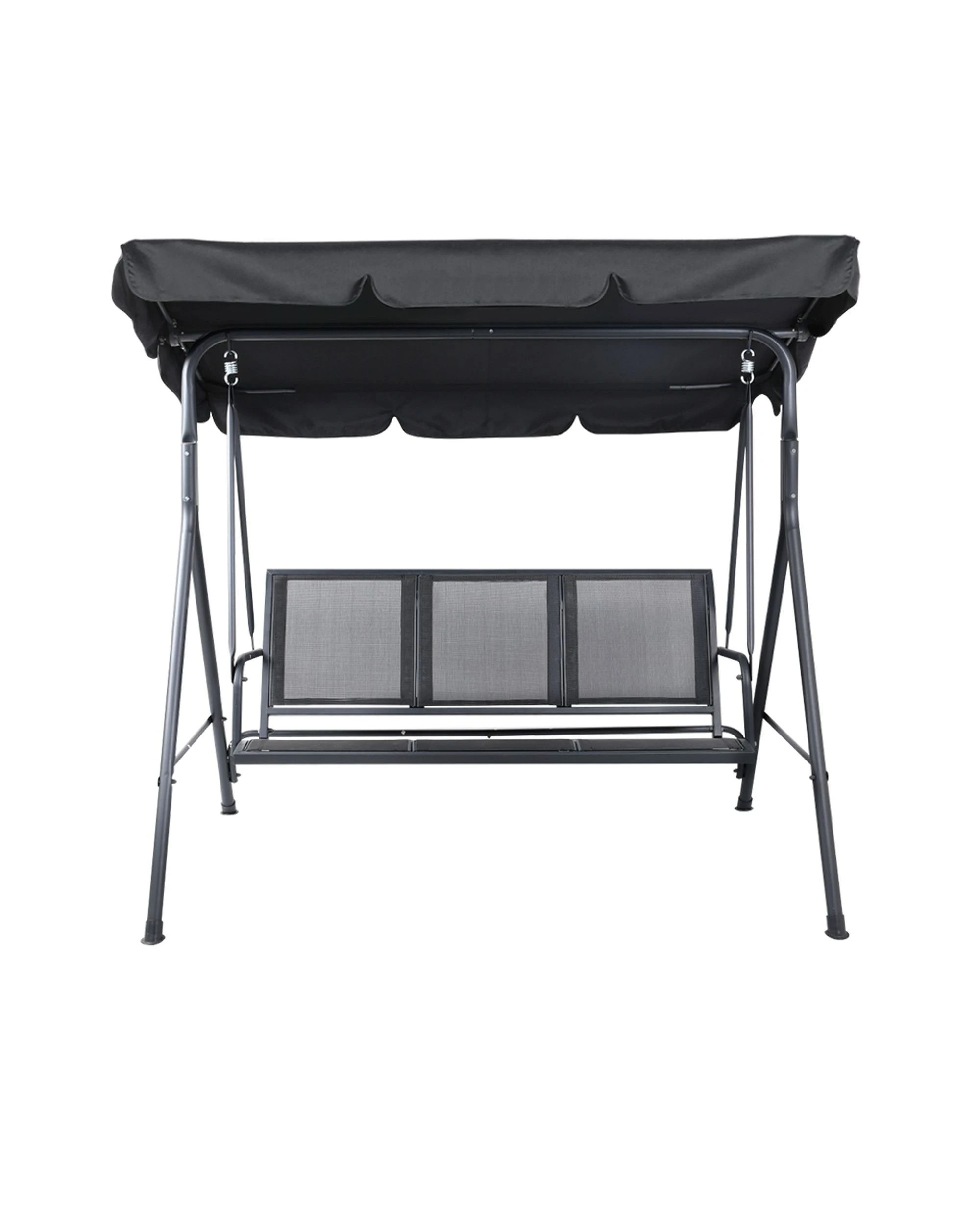 3 Gardeon Outdoor Swing Chair Garden Bench Furniture Canopy 3 Seater Mesh - Black, 3 of 5