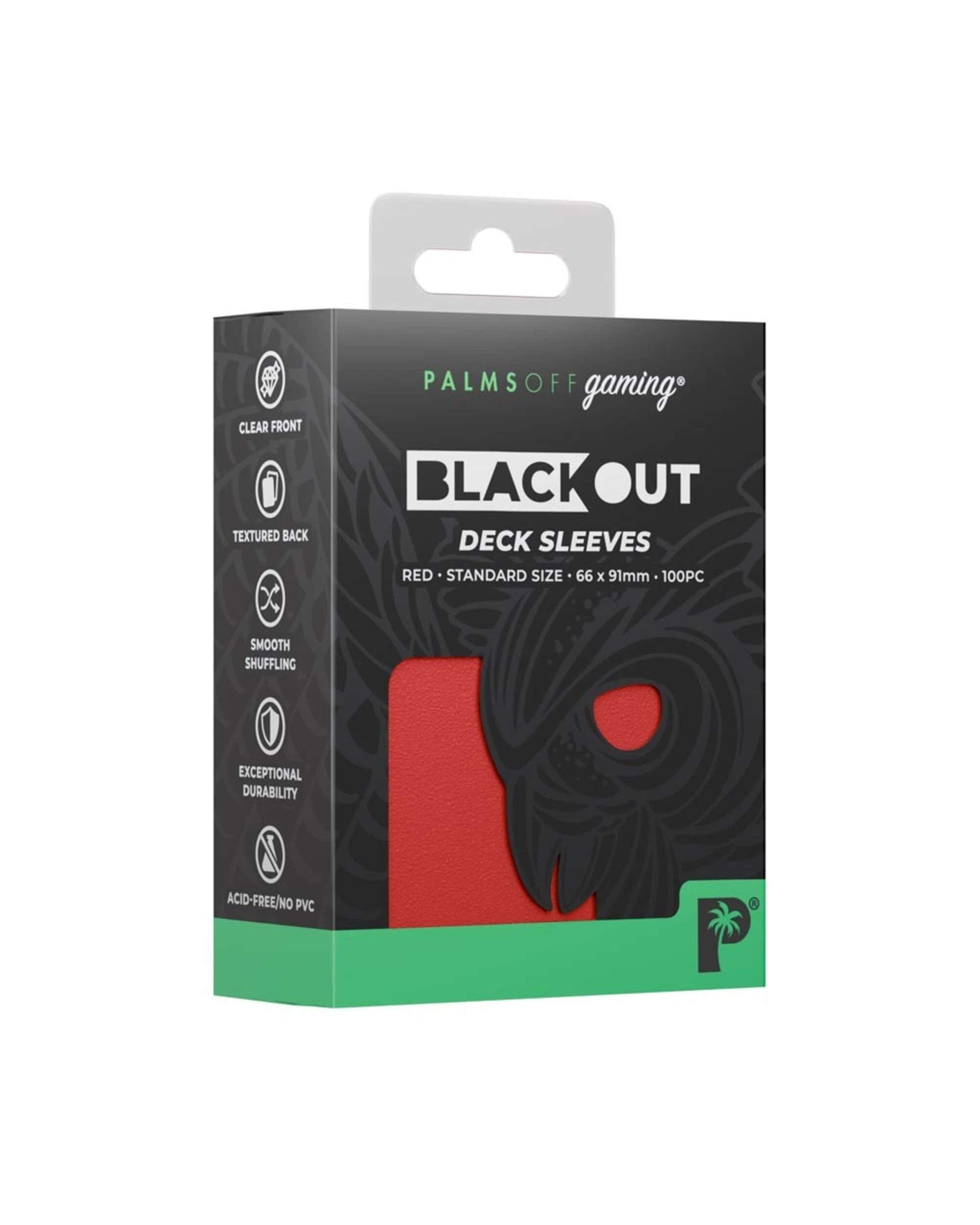 1 Palms Off Gaming - Blackout Deck Sleeves 100pk - Standard Size - Red, 1 of 3