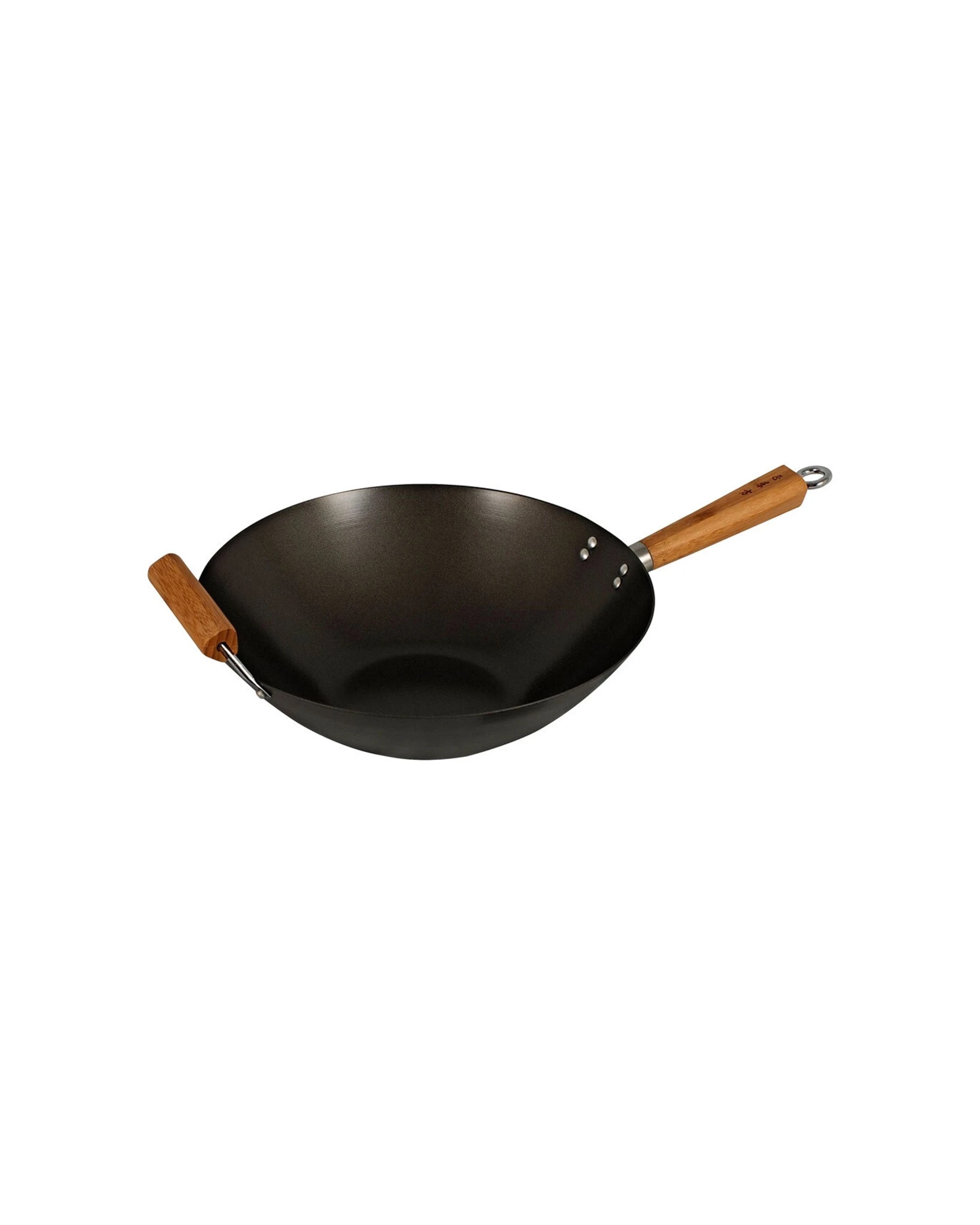 1 Avanti Non-Stick 35cm Carbon Steel Wok with Bamboo Handles Suitable Induction - Black, 1 of 1
