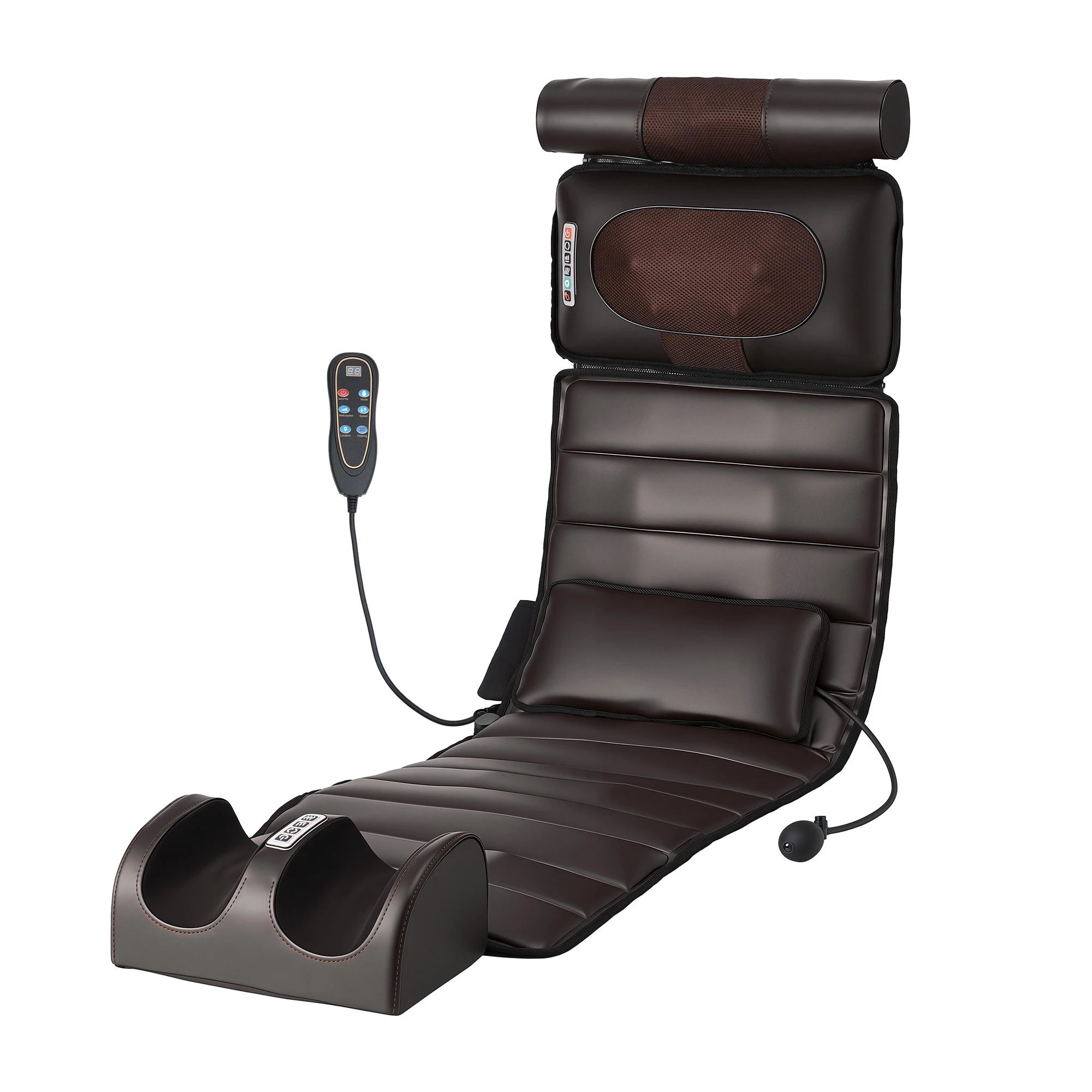 1 Livemor Massage Mat Kneading Neck Foot Massager Heated Vibration Airbag Mattress - Brown, 1 of 3