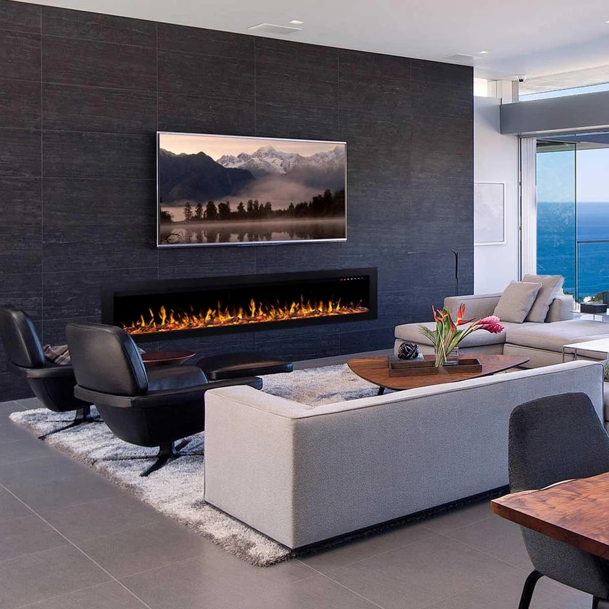 1 Moda Living Sonata 72 inch Electric Fireplace - Black, 1 of 7