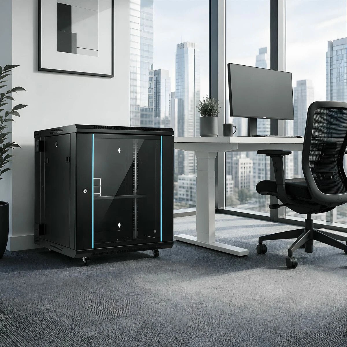 4 Ausway 12U Network Server Rack Cabinet 600mm Deep 23 Inch IT Computer Data Case with Dual Lockable Doors, 4 of 7