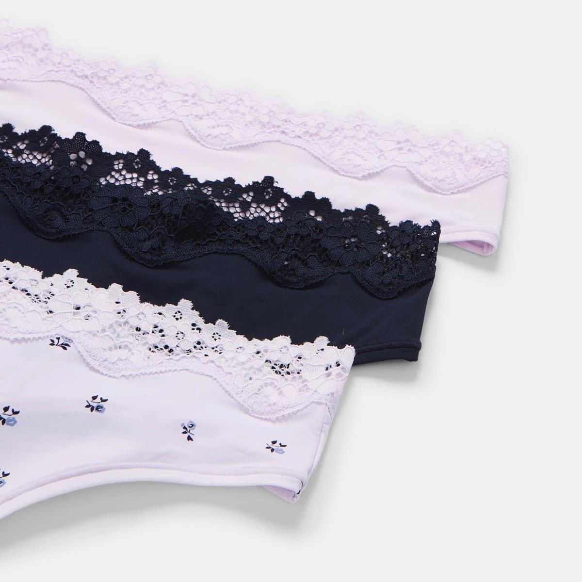 3 3 Pack Super Soft Lace G-String Briefs LAVENDER FLORAL, MIDNIGHT, LILY LAVENDER, 3 of 8