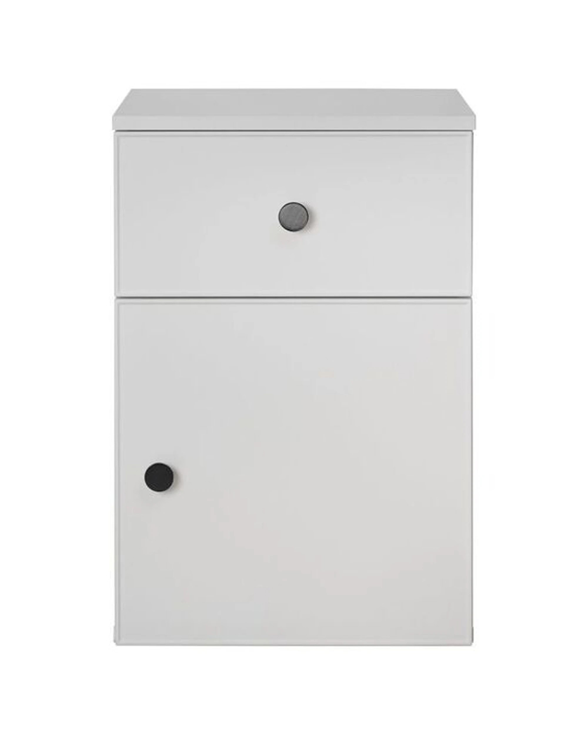 1 European Cabinetry Porto Bedside Table Slim Front Round Handle - White, 1 of 4