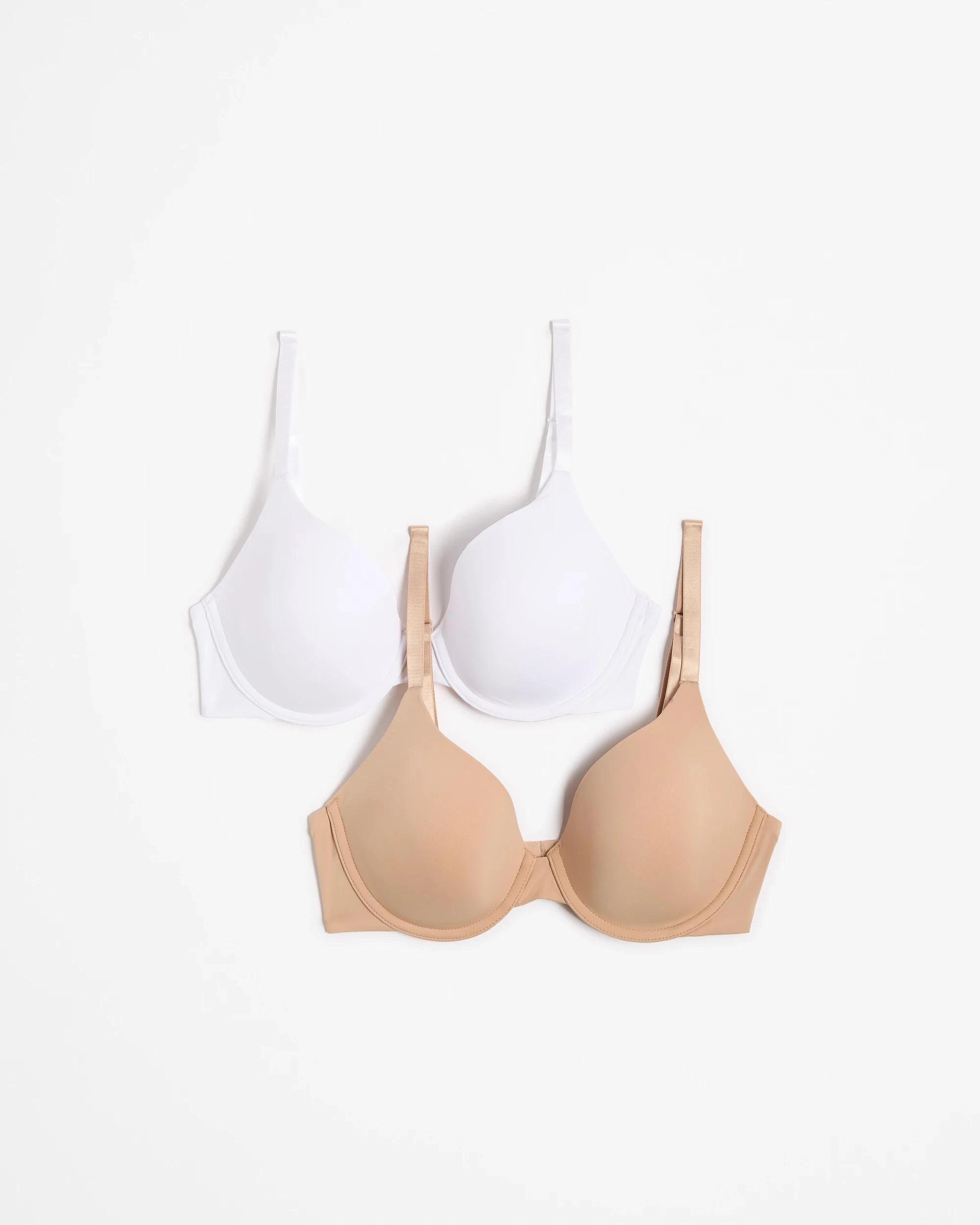 1 Target Woman 2 Pack Perfect Underwire T-Shirt Bra LATTE/WHITE, 1 of 8
