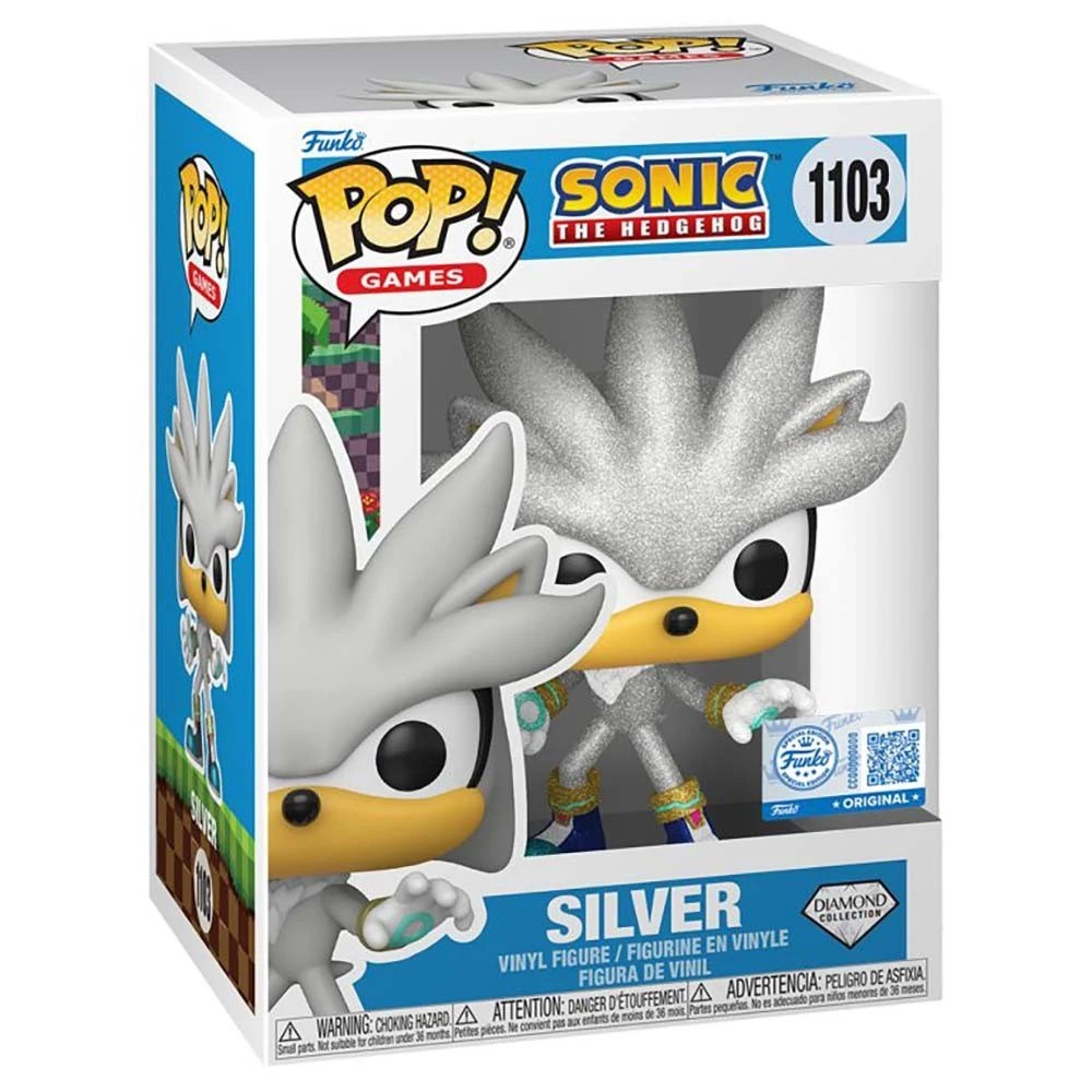 2 Sonic The Hedgehog - Silver Diamond Glitter Pop! Vinyl Figure, 2 of 2