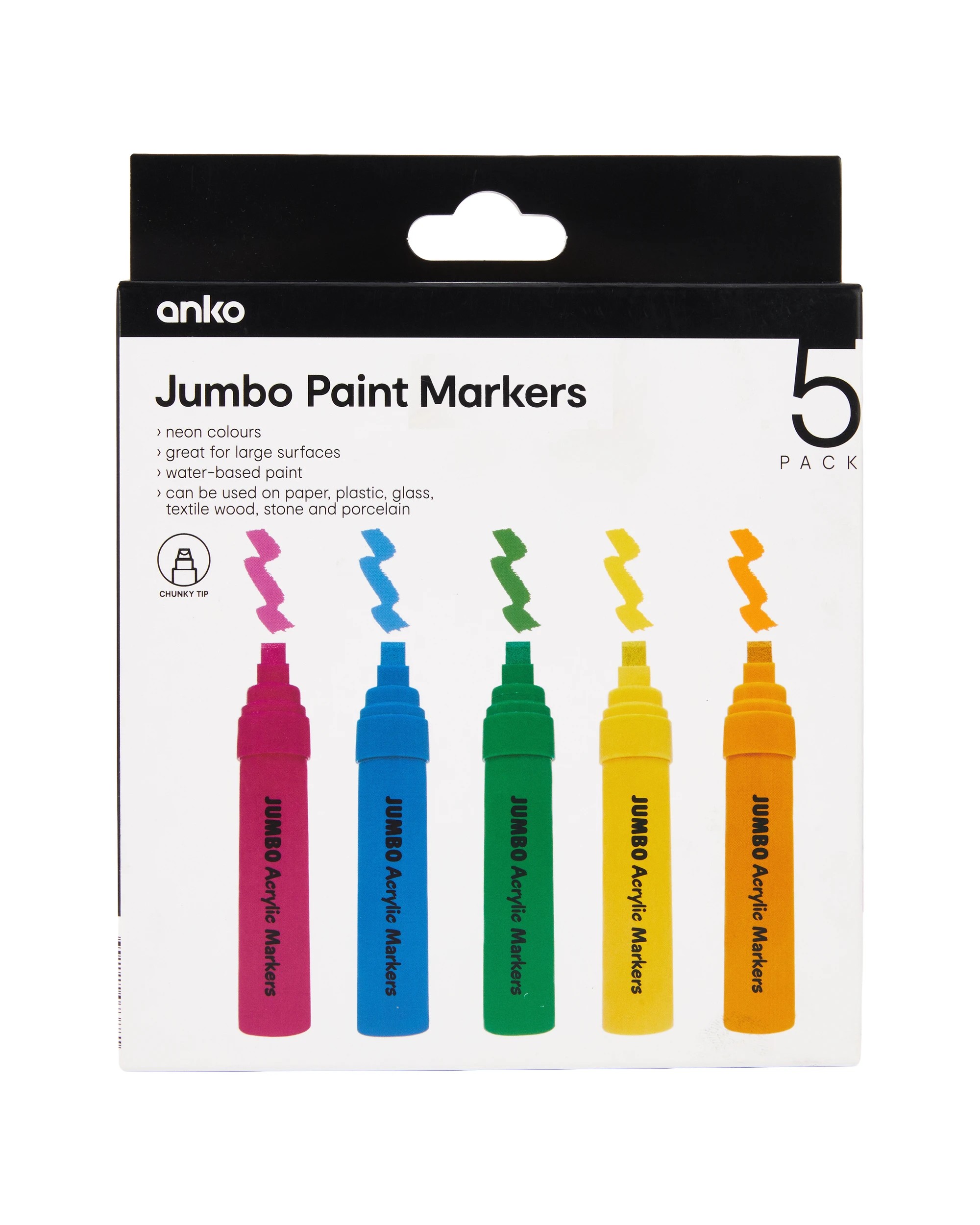 1 5 Pack Jumbo Paint Markers - Neon, 1 of 7