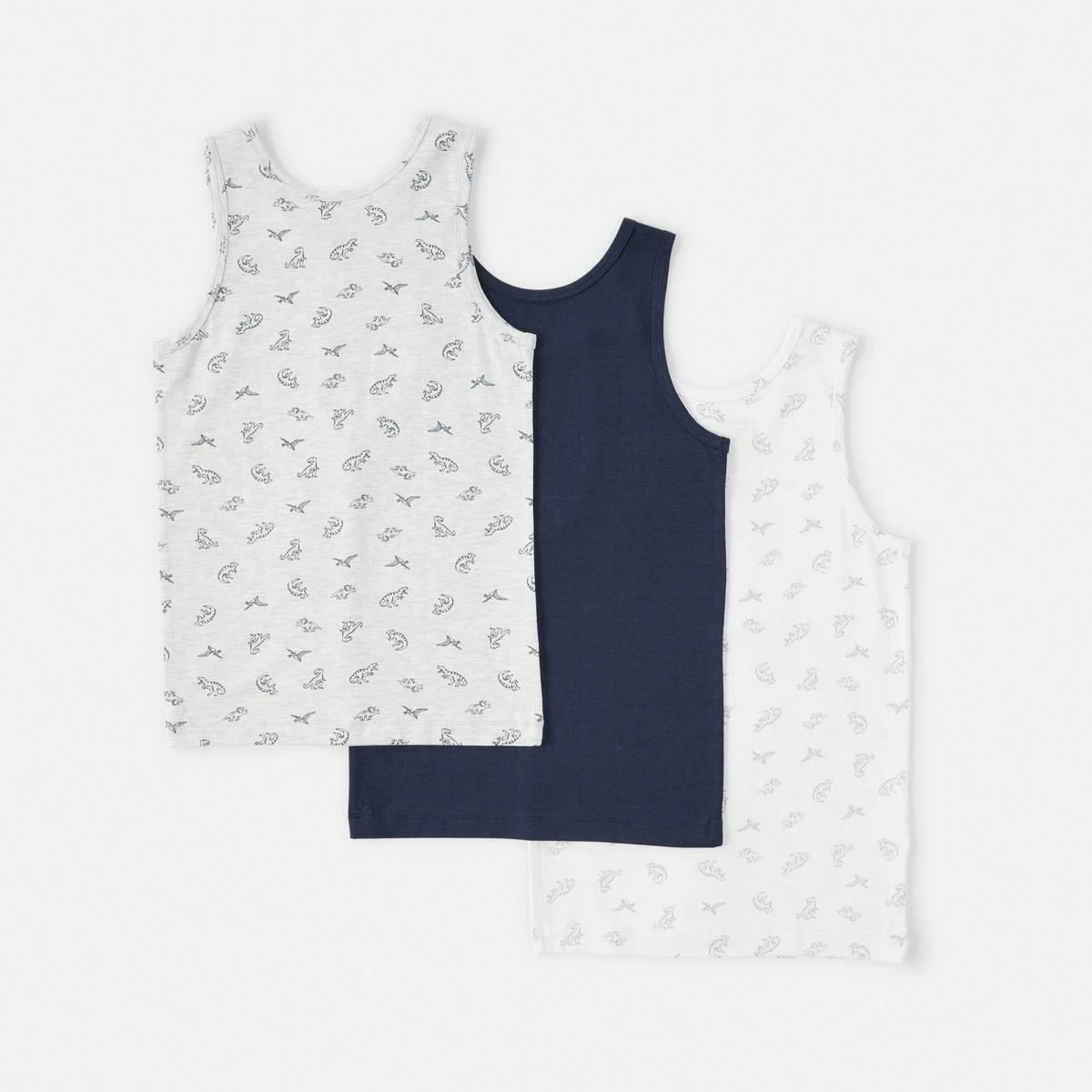 2 3 Pack Super Soft Singlets Blu Dino, 2 of 6