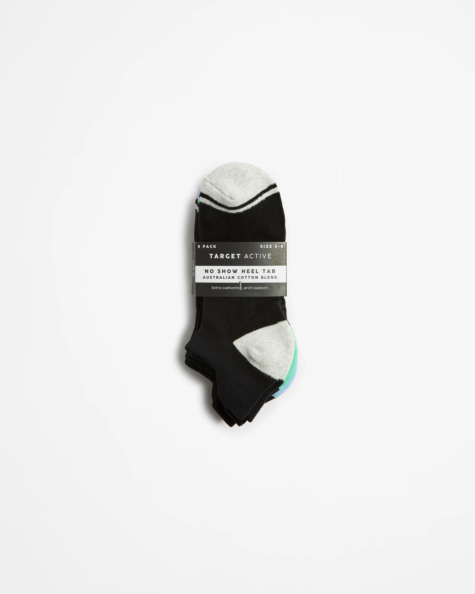 3 Target Active Australian Cotton Blend 5 Pack No Show Socks BLACK, 3 of 3