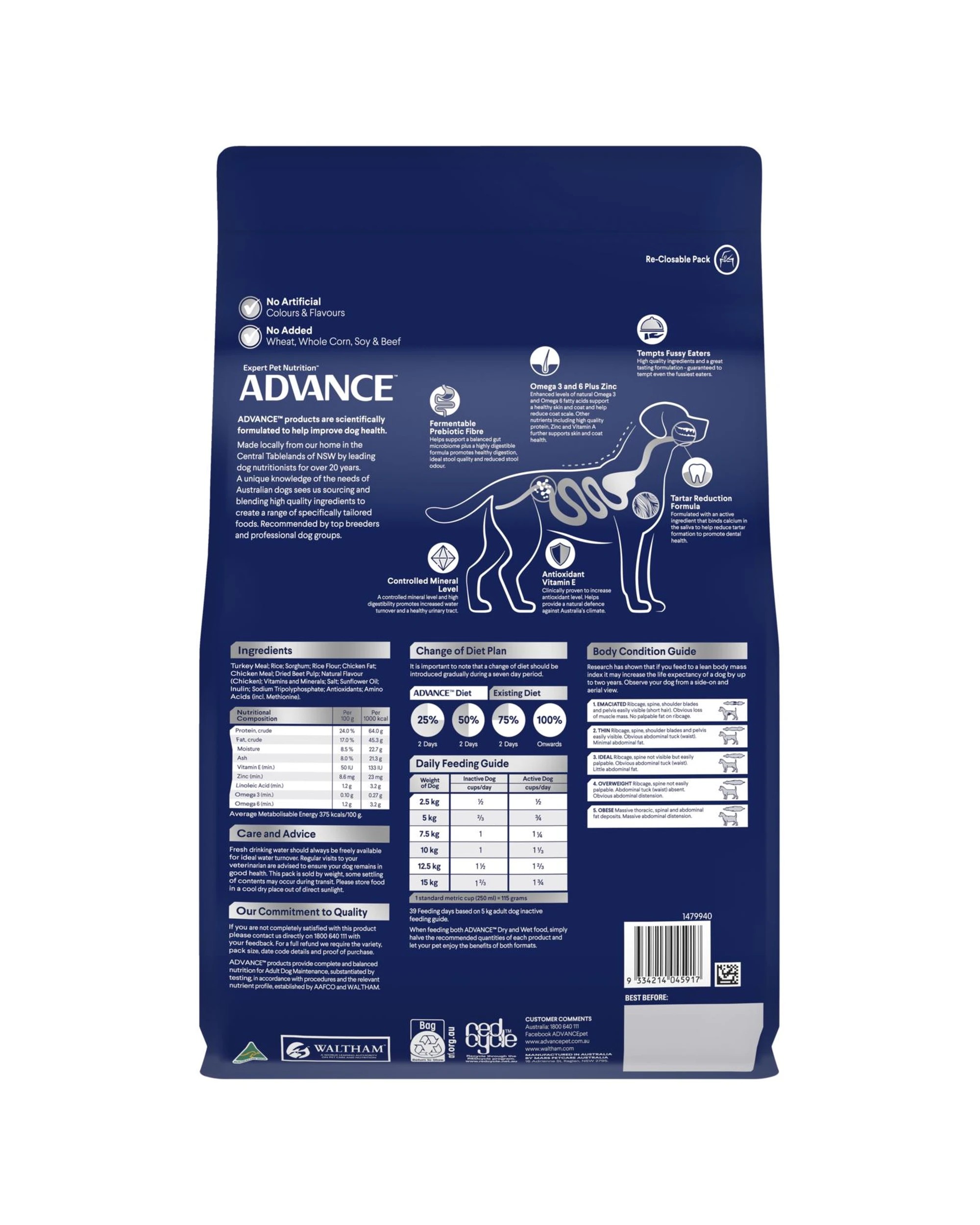 3 Advance Adult 1+ Small Breed Dry Dog Food Turkey w/ Rice 3kg, 3 of 3