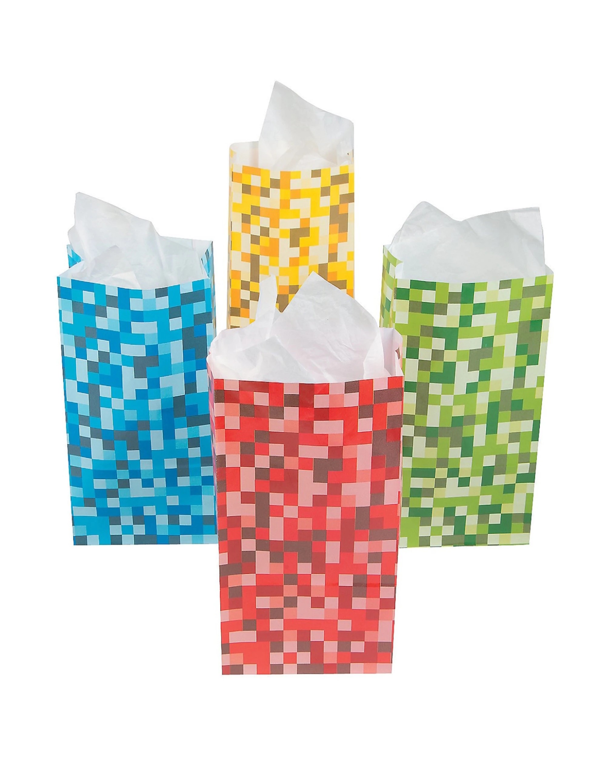 1 Partyrama Pixel Pattern Paper Favour Bags Pack of 12, 1 of 1