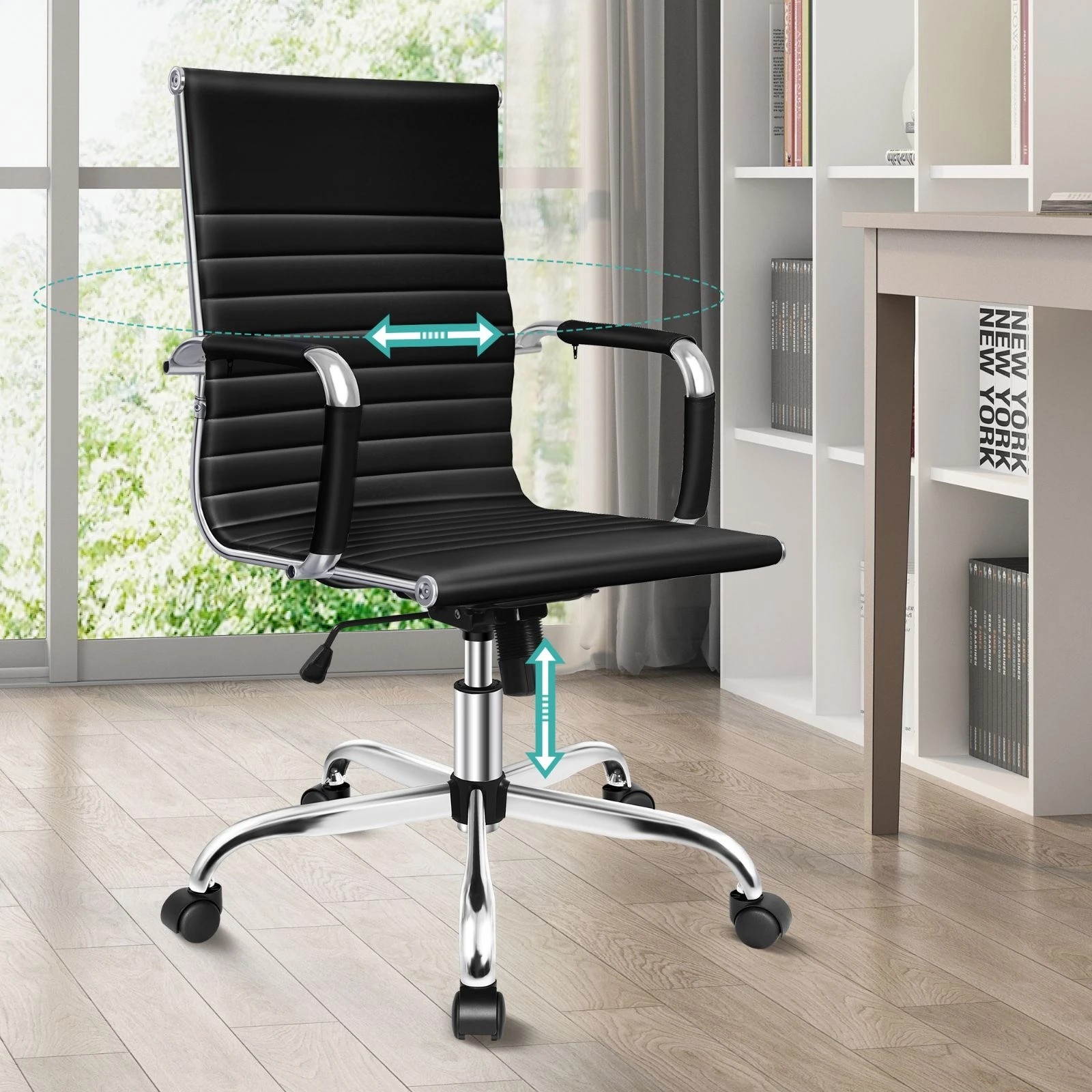 6 Alfordson Office Chair Ergonomic Executive Computer Seat Gaming Mid Back - Black, 6 of 10