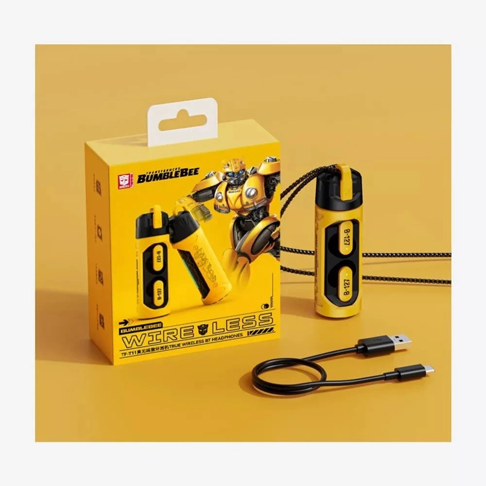 2 Transformers TF-T11 TWS Bluetooth Gaming Earbuds - Yellow, 2 of 4