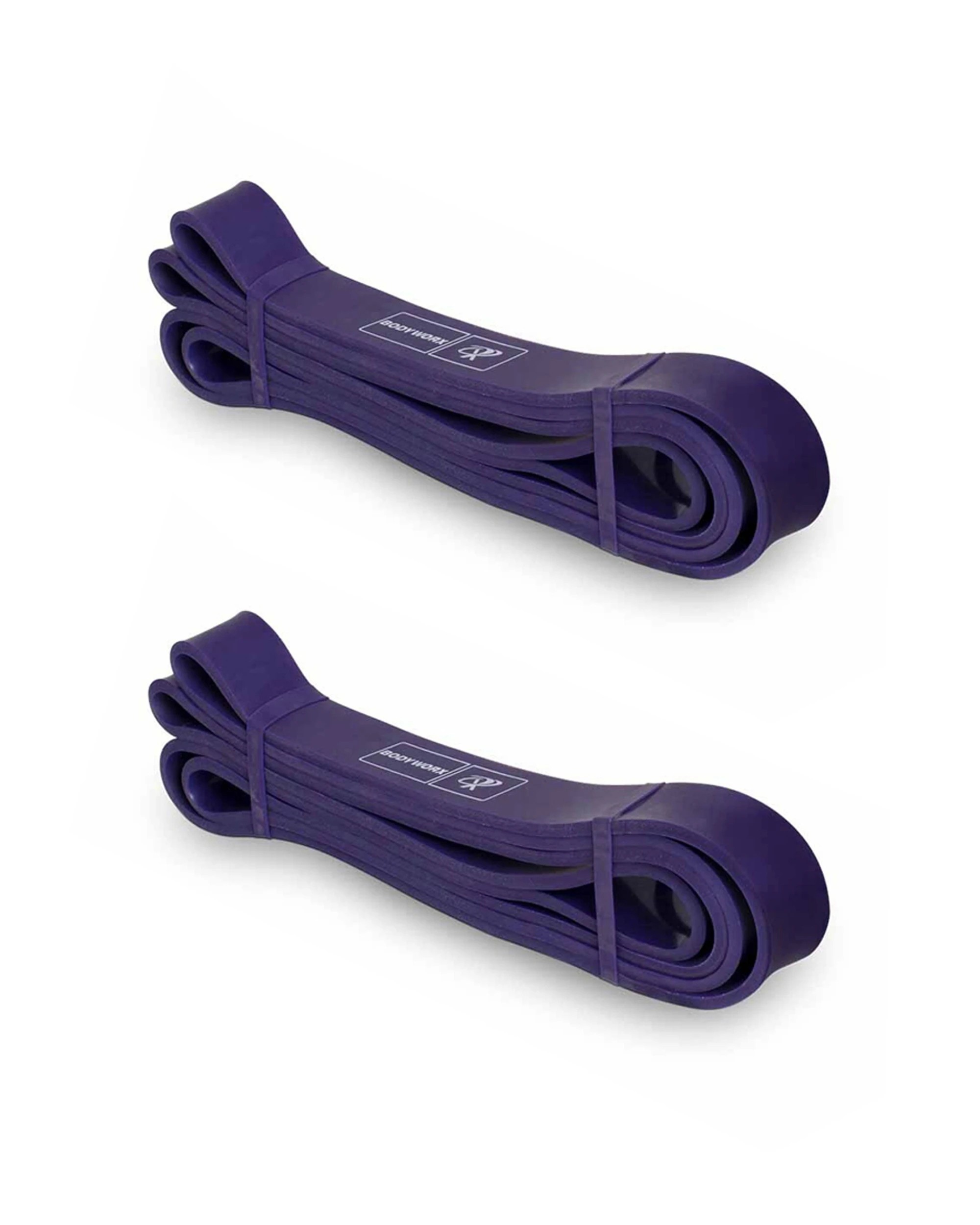 1 BODYWORX Strength Band 2 Pack 30mm Extra Light 25-80LBS 11-36KG Home Gym - Purple, 1 of 2