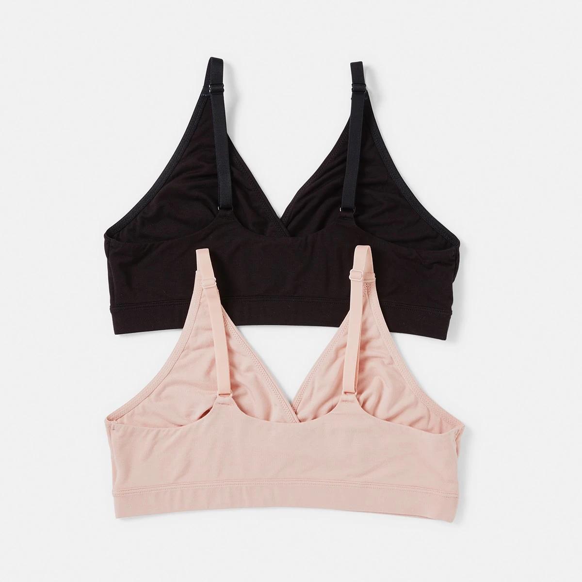 2 2 Pack Maternity Wirefree Crossover Crop Top OYSTER PINK, BLACK, 2 of 4