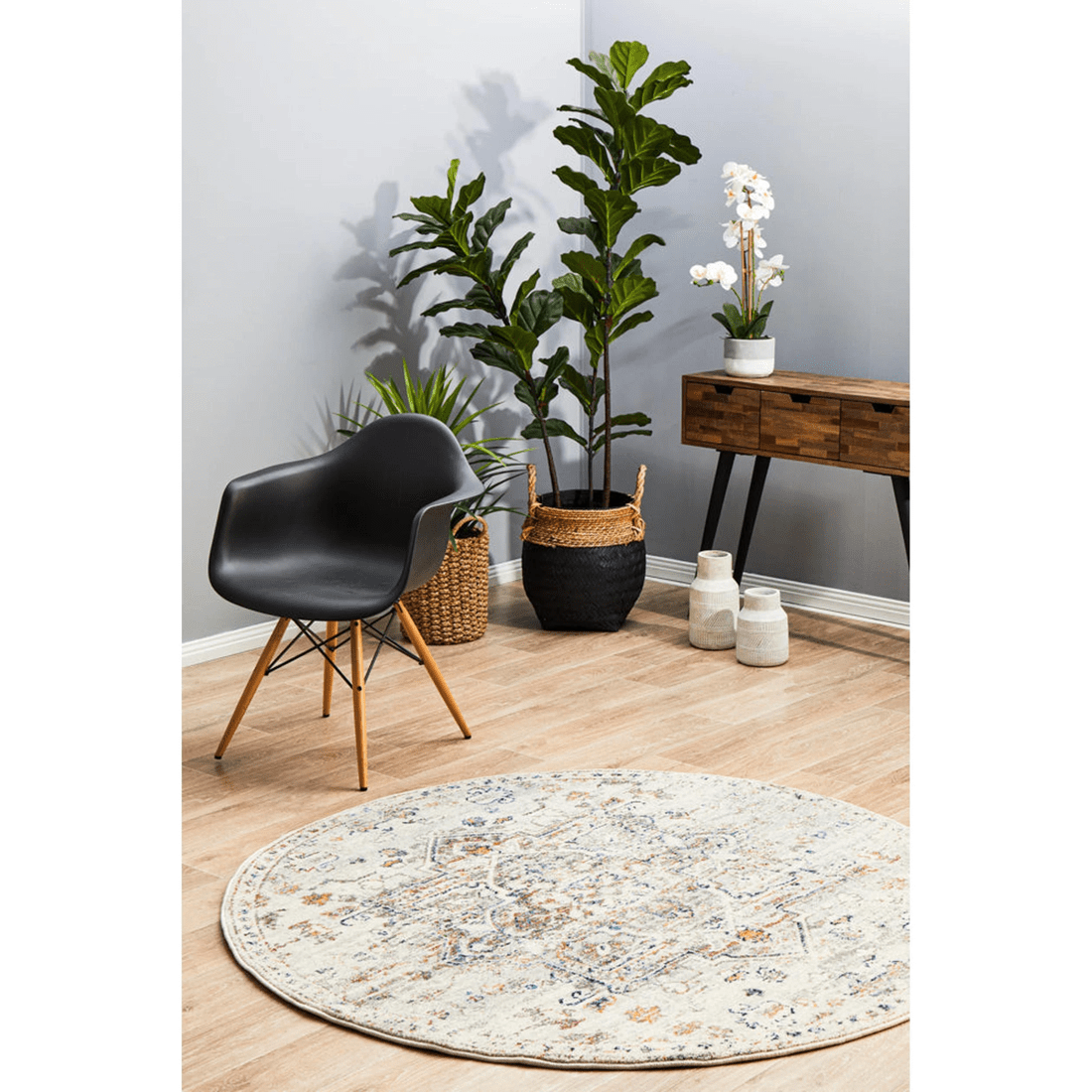 3 Rug Culture Century 911 Silver Round Rug — 150 cm, Power-loomed Polypropylene - Assorted, 3 of 9