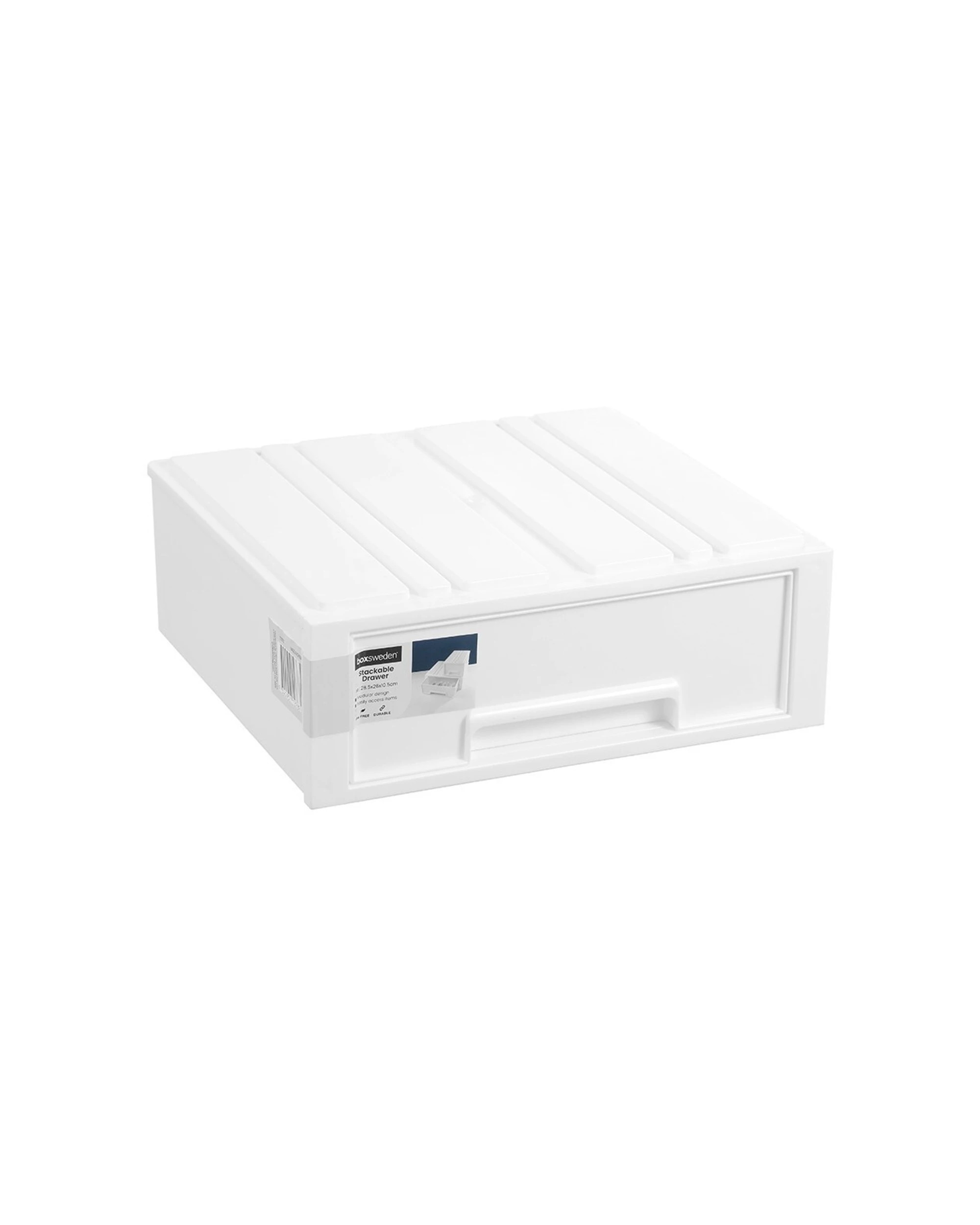 3 Boxsweden 28.5x26cm Stacking Drawer Organiser Stackable Storage Durable
 - white, 3 of 8