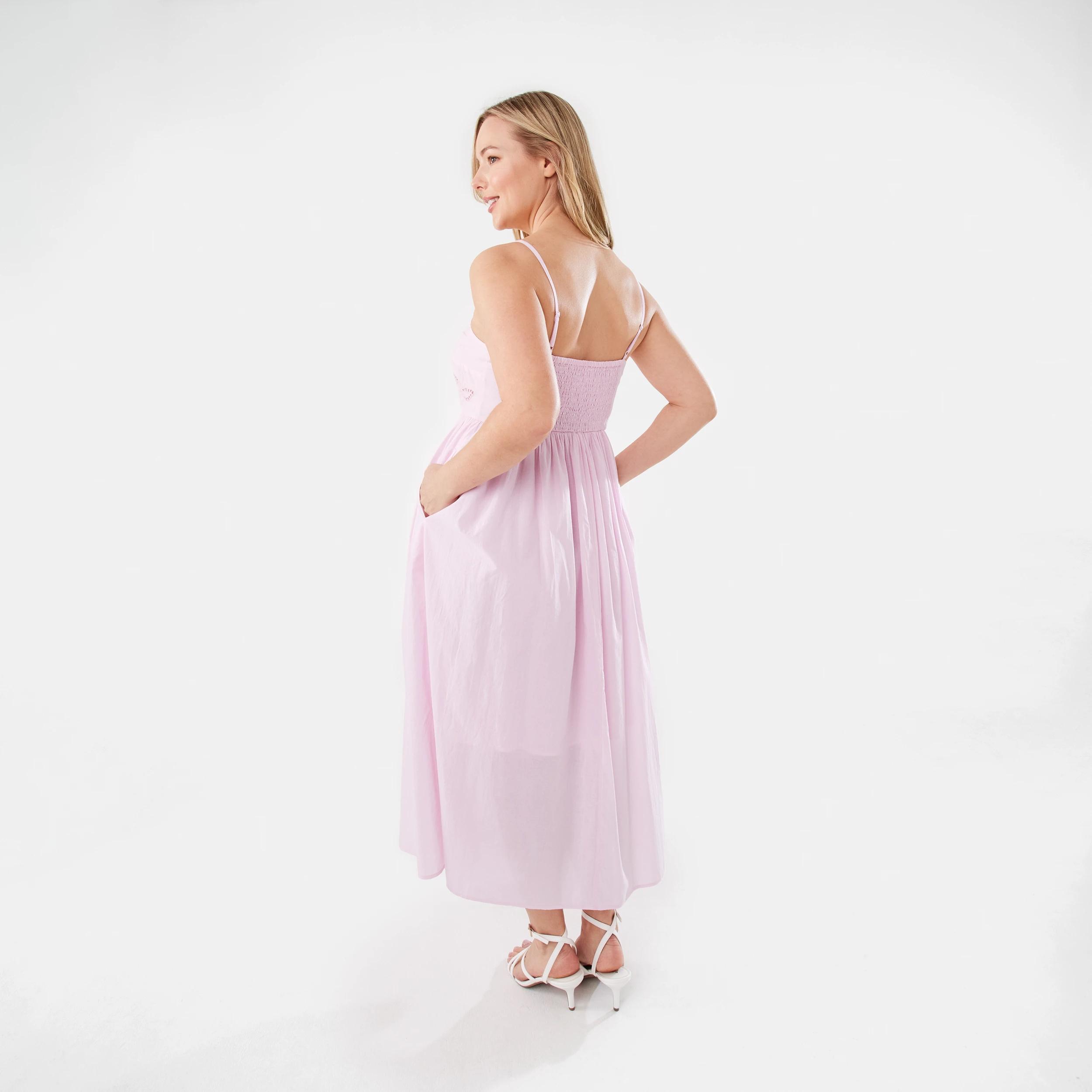 3 Sleeveless Broderie Midi Dress Chery Pink, 3 of 8