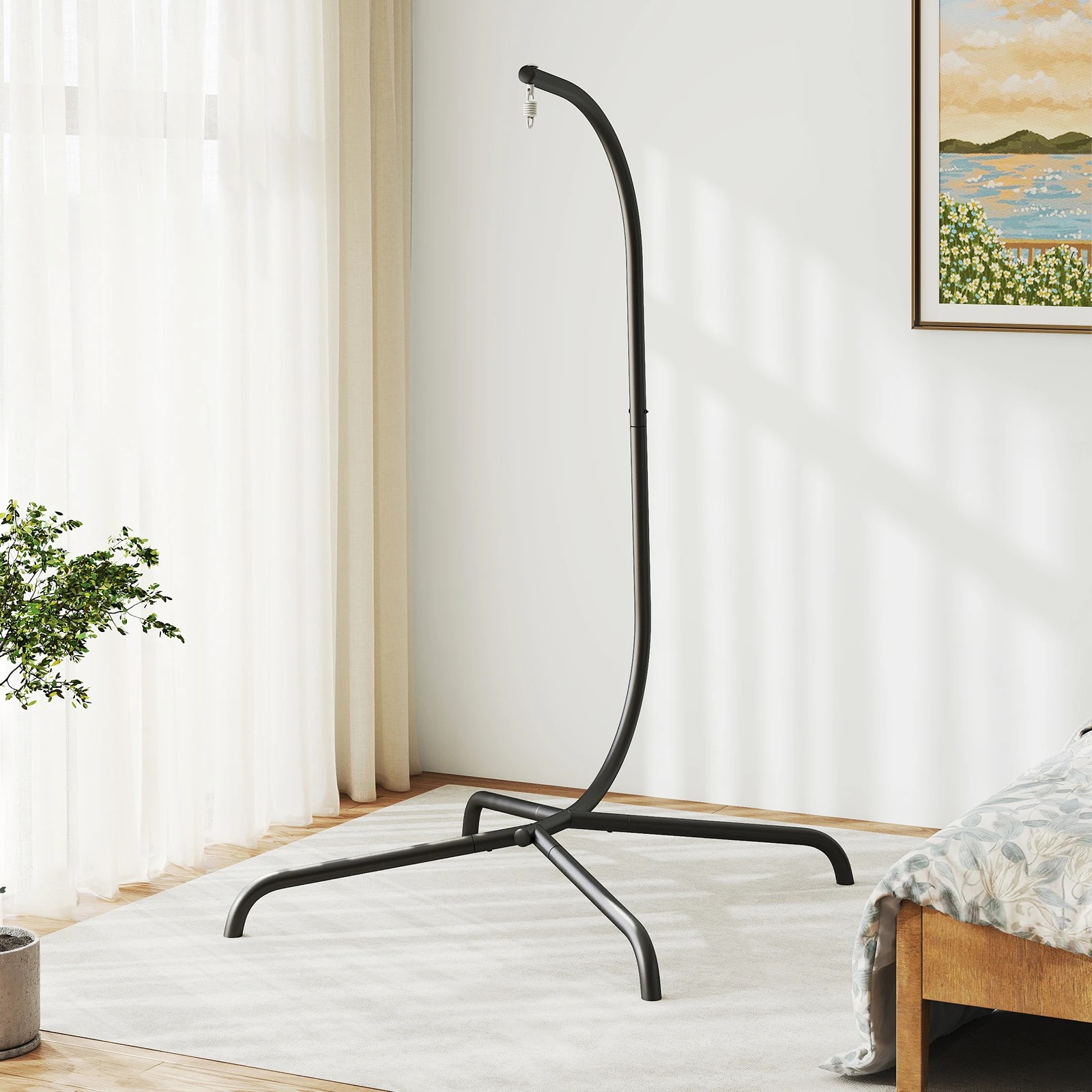 2 Costway Hammock C-Stand Heavy Duty Metal Hanging Chair Stand w/Spring Hook, 2 of 2