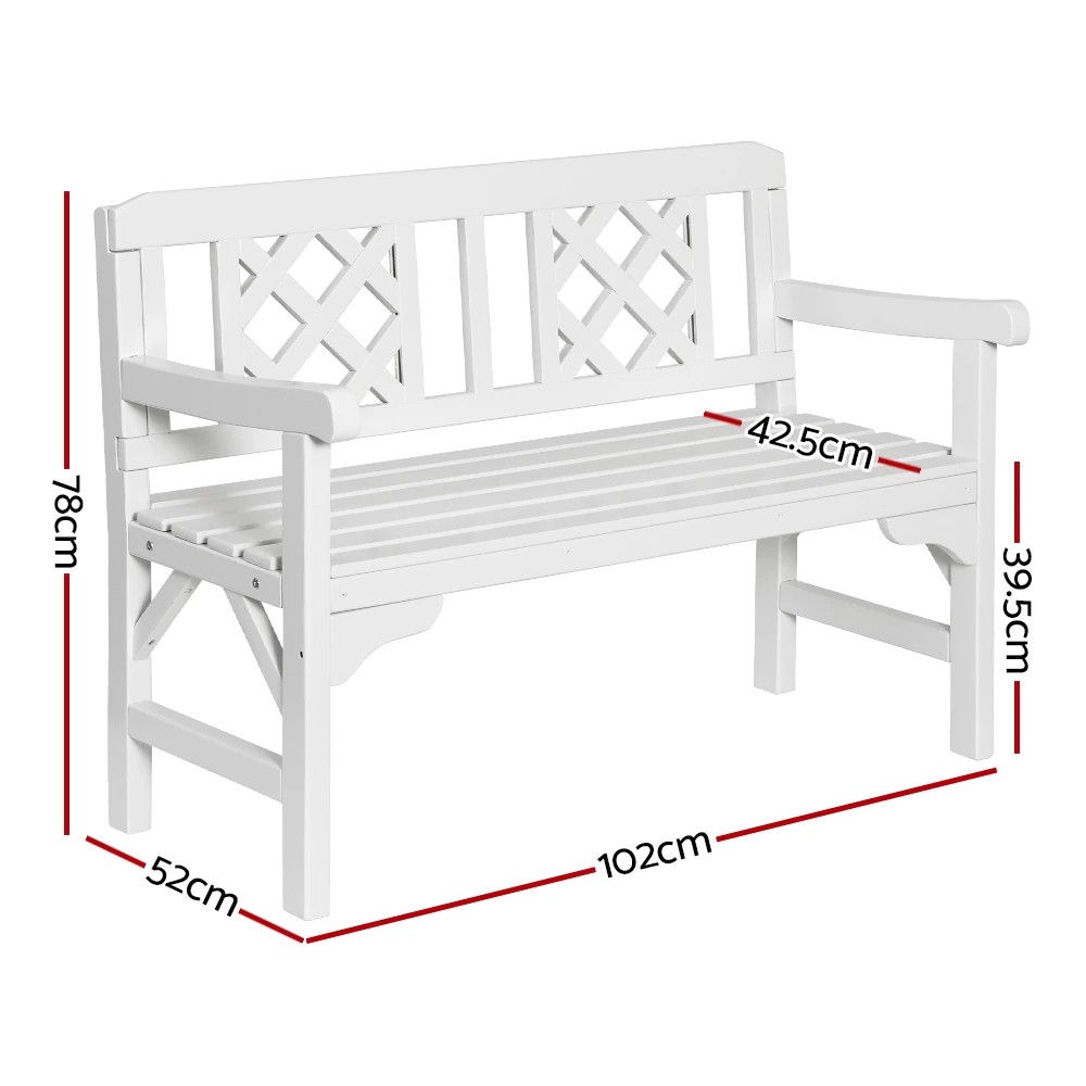 2 Gardeon Outdoor Garden Bench en Chair 2 Seat Patio Furniture Lounge - White, 2 of 6