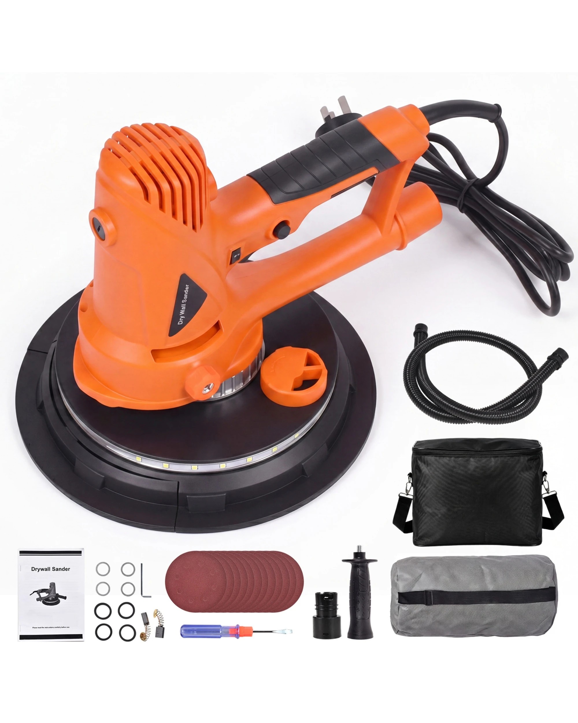 9 Advwin Handheld Drywall Sander 950W 1200-2500RPM
 12 Sanding Discs 5 Level Speed - Orange, 9 of 9