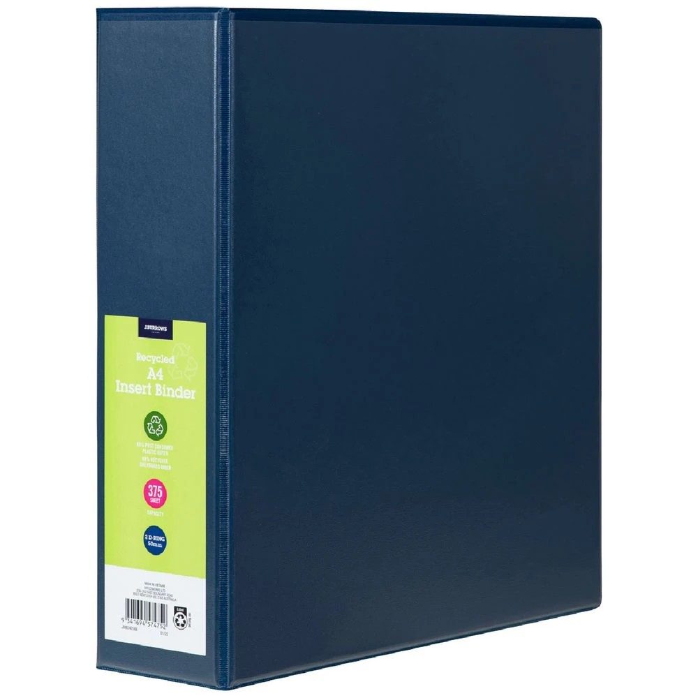 1 J.Burrows Insert Binder A4 2 D-Ring 50mm Blue, 1 of 6