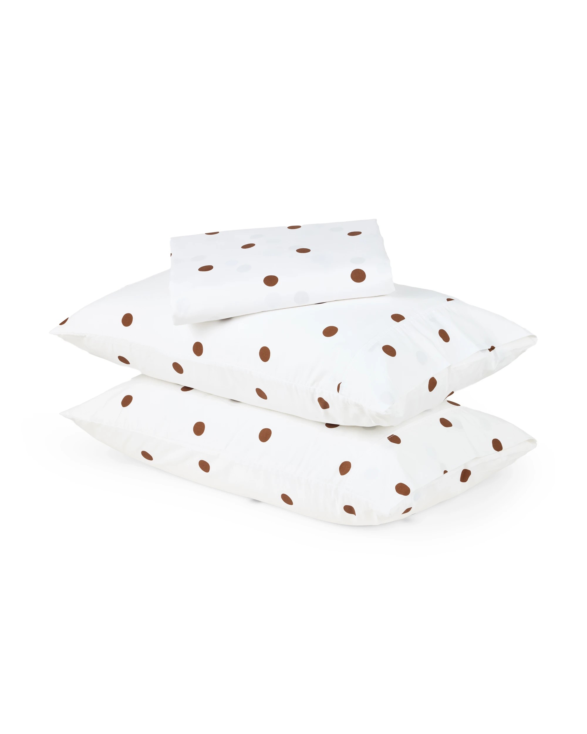 1 250 Thread Count Polka Dot Cotton Sheet Set - Queen Bed, Off White and Chocolate, 1 of 5