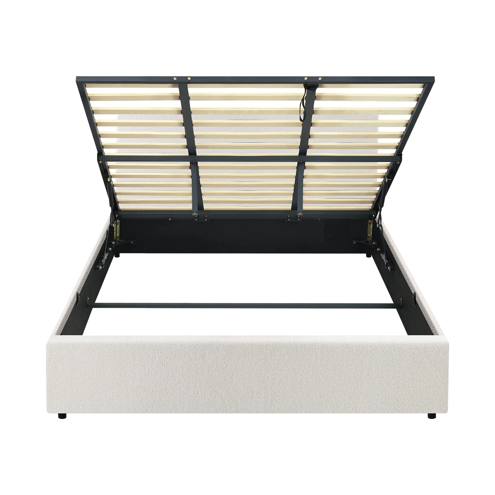 8 Oikiture King Bed Frame Gas Lift Base With Storage Boucle
 - White, 8 of 10