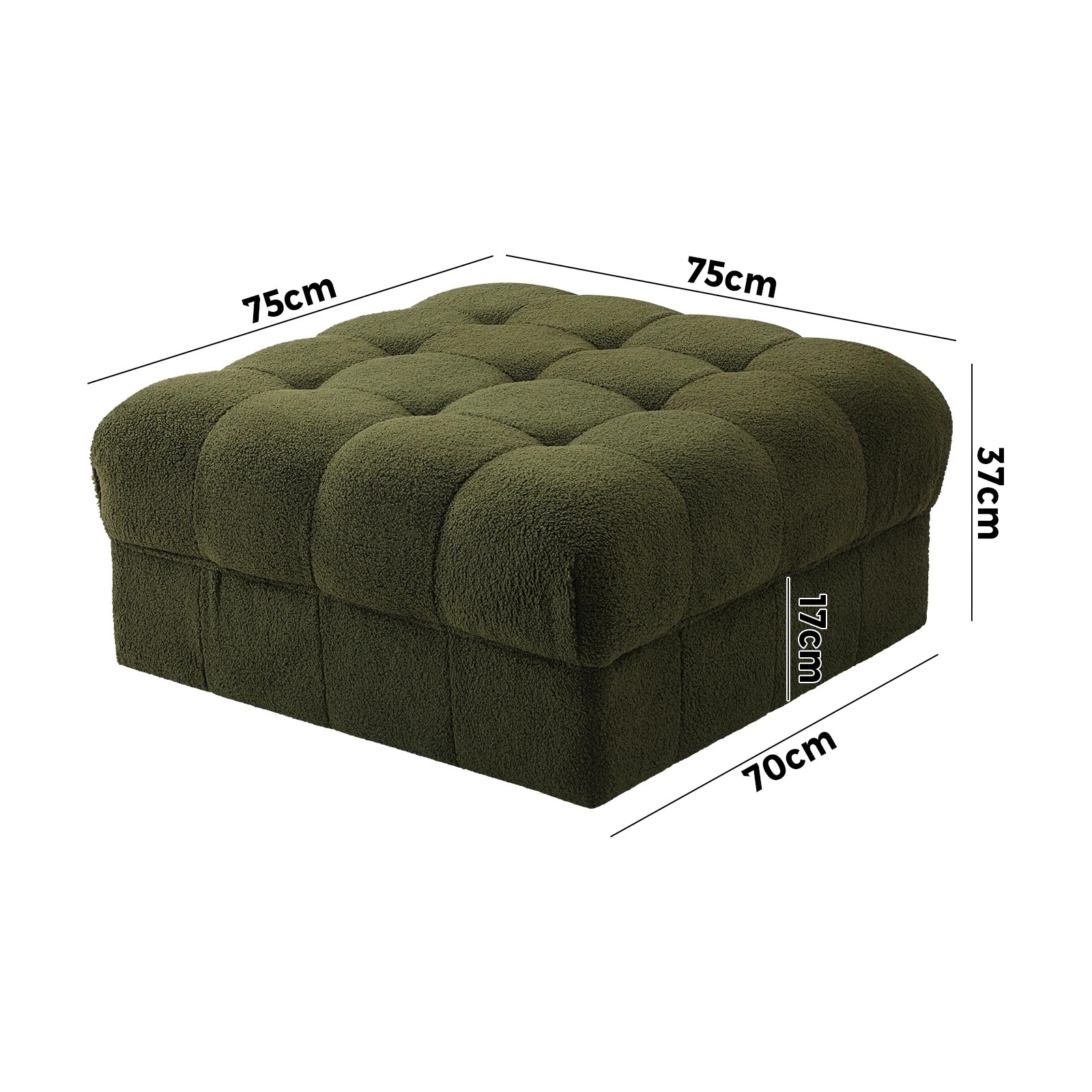 9 Oikiture 1 Seater Boucle Modular Ottoman Lounge Chair Armless Tofu
 - Green, 9 of 10
