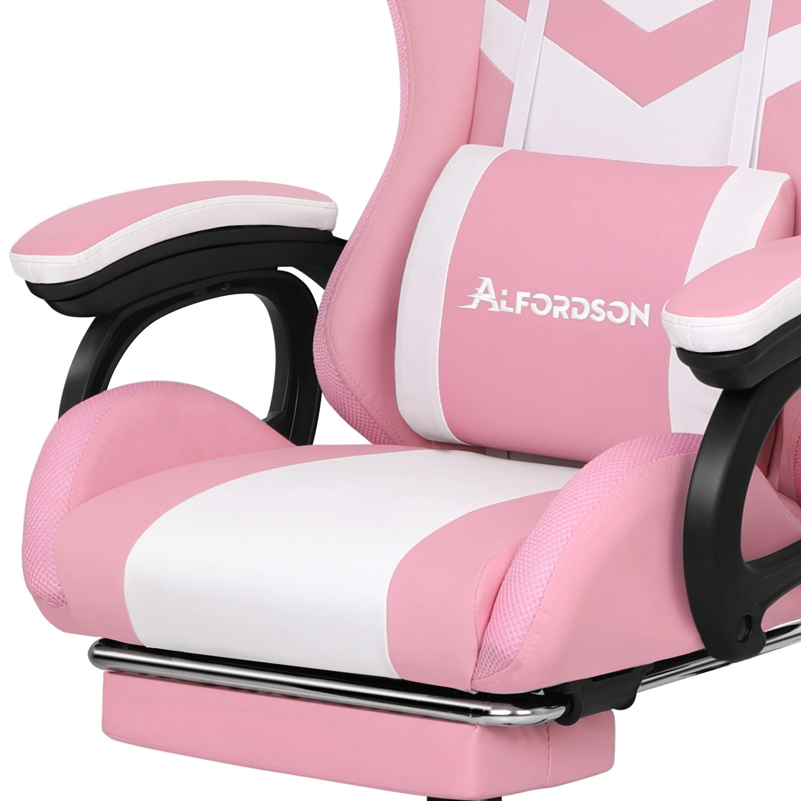 10 Alfordson Gaming Office Chair 12 RGB LED Massage Computer Seat Footrest - Pink, 10 of 10