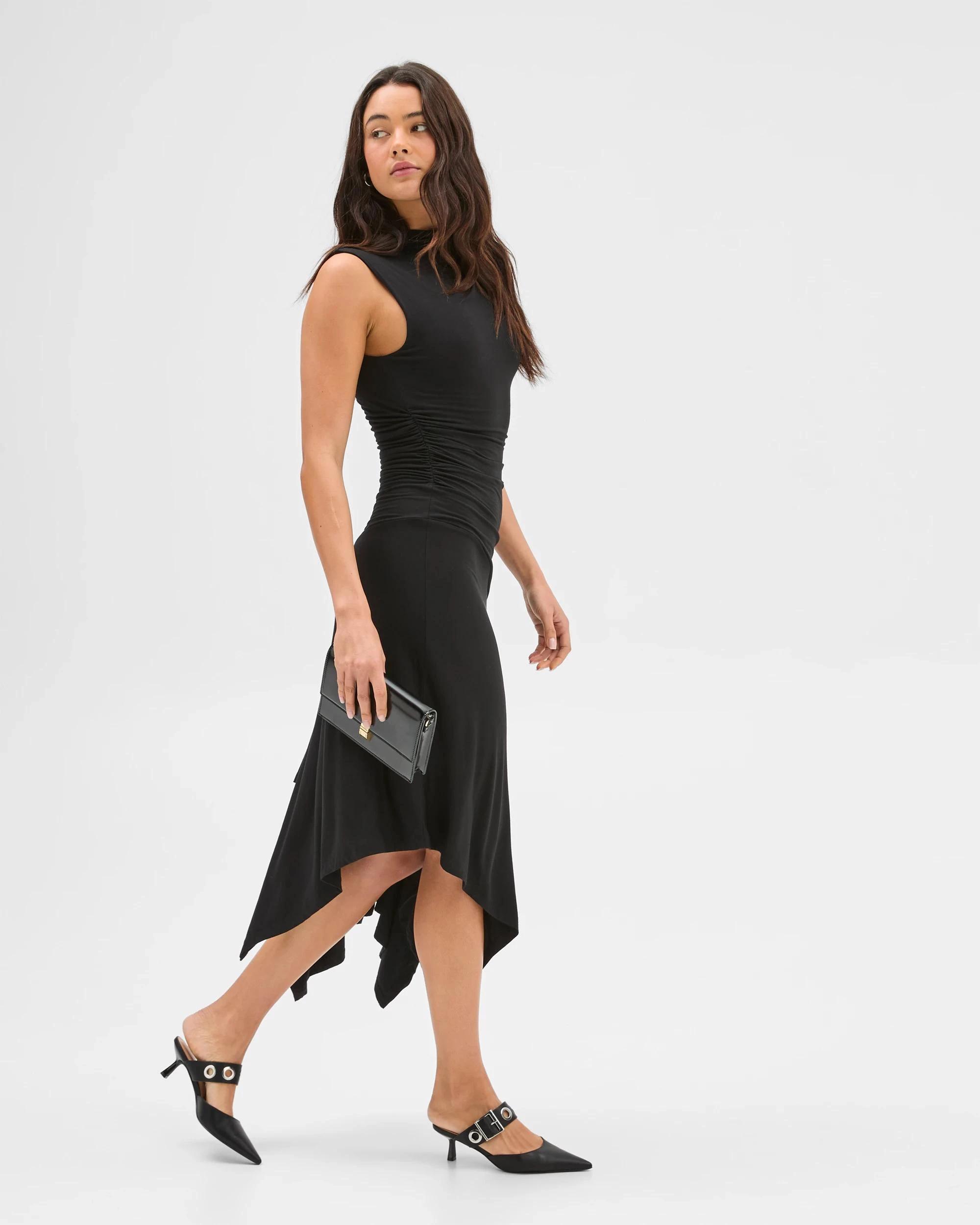 6 Drape Hanky Hem Midi Dress - Lily Loves BLACK, 6 of 7