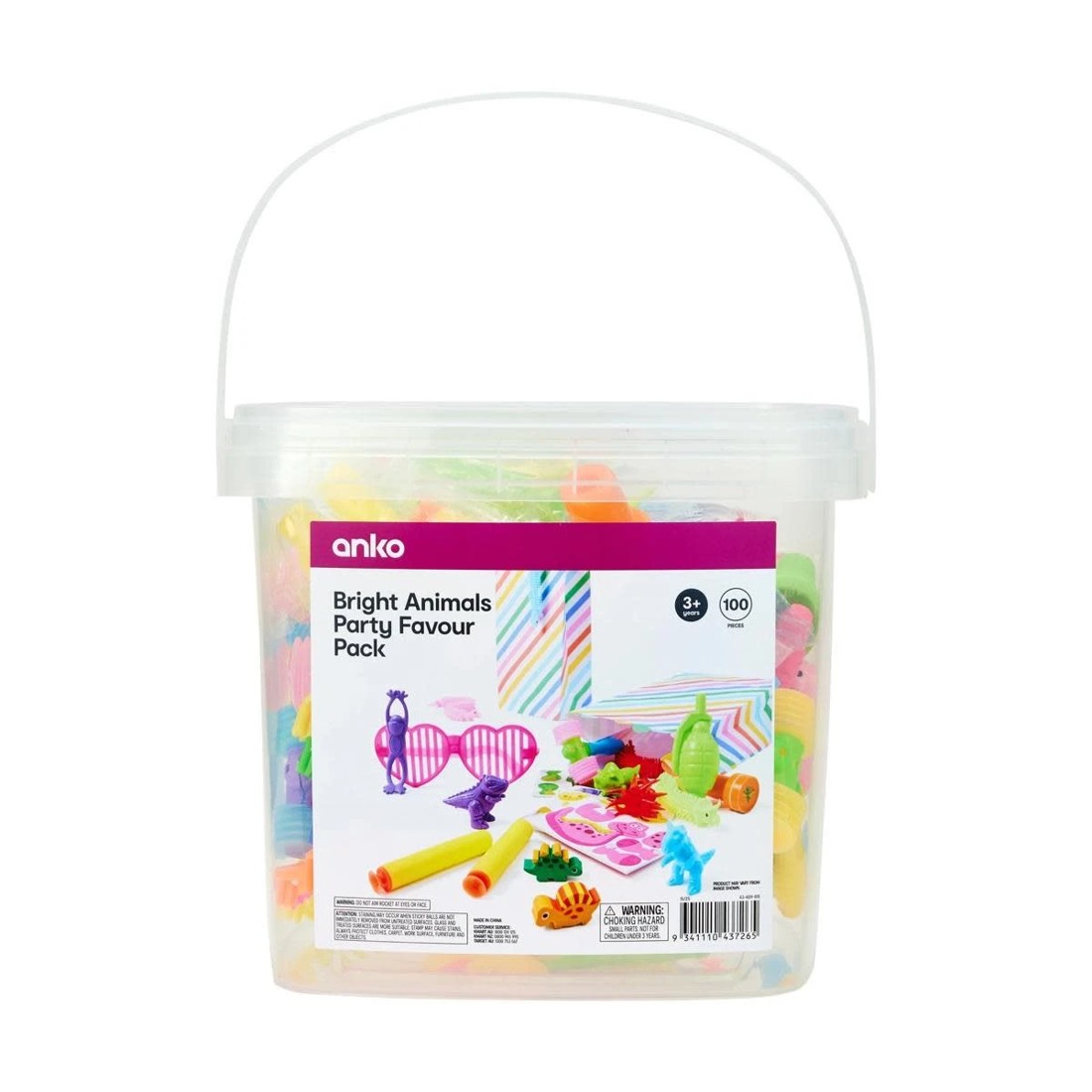 1 100 Piece Bright Animals Party Favour Pack, 1 of 10