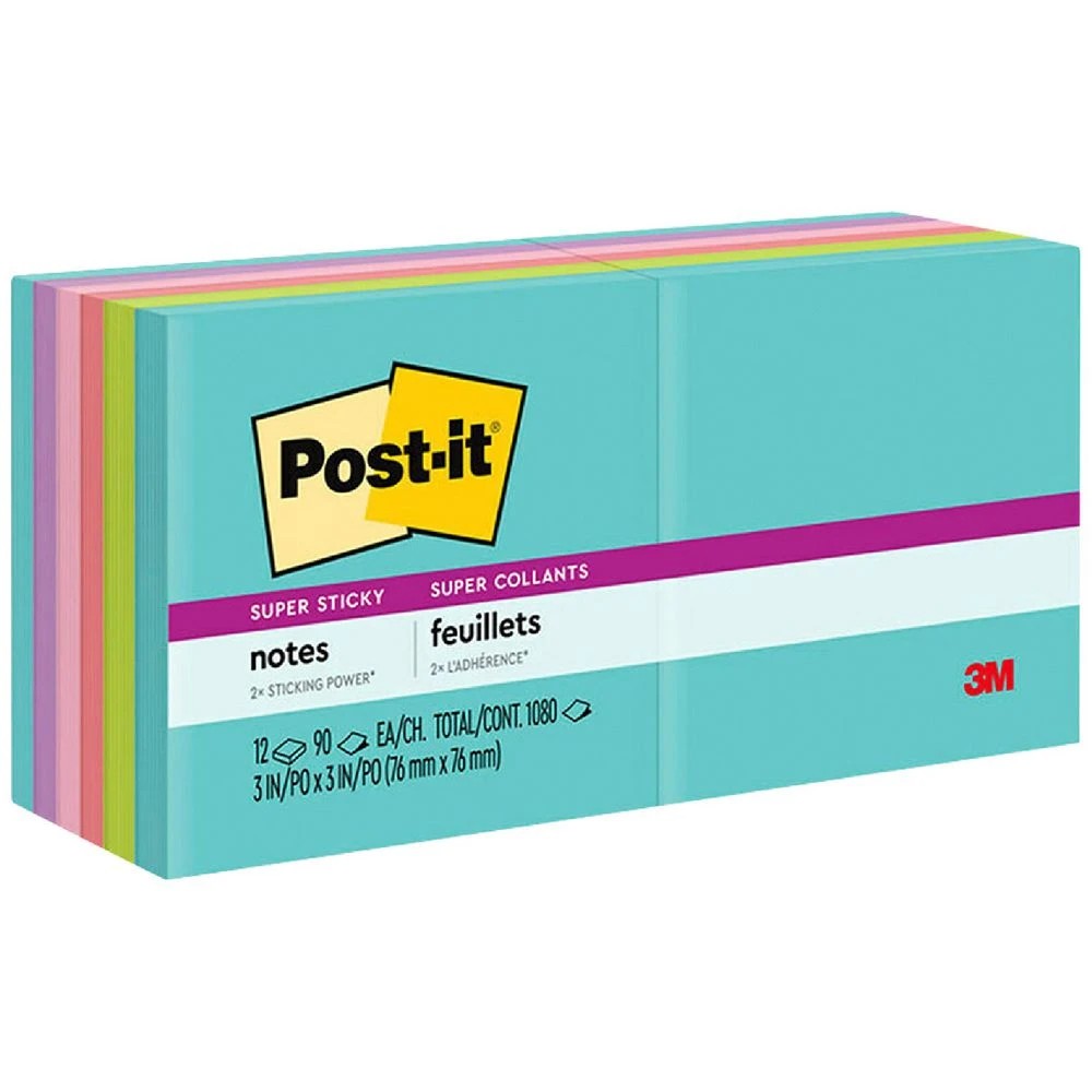 1 Post-it Super Sticky Notes 76 x 76mm Supernova Neons 12 Pack, 1 of 10