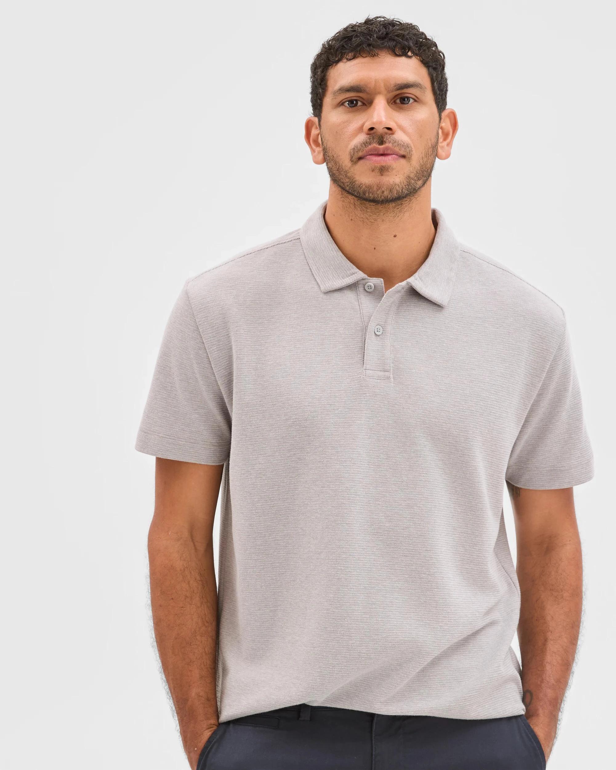 3 Target Australian Cotton Textured Fashion Polo Top LIGHT GREY, 3 of 5