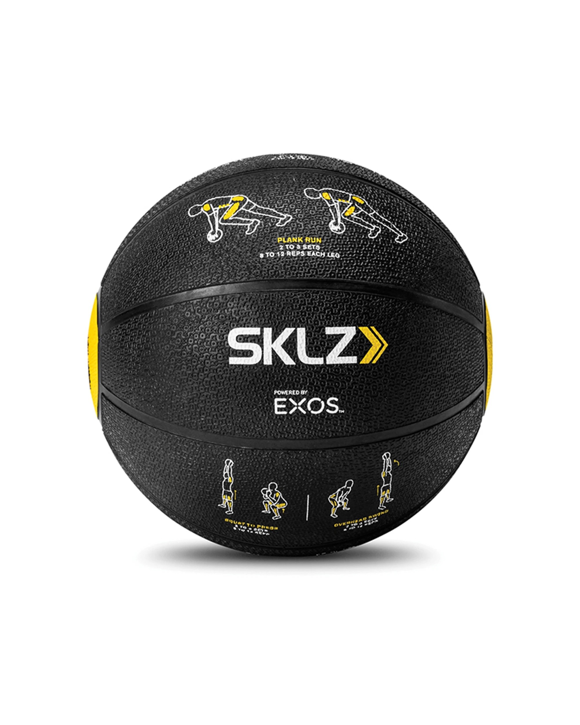 1 SKLZ Trainer Med Ball 8 lb Printed Exercises Strength Training EXOS Program - Black, 1 of 6