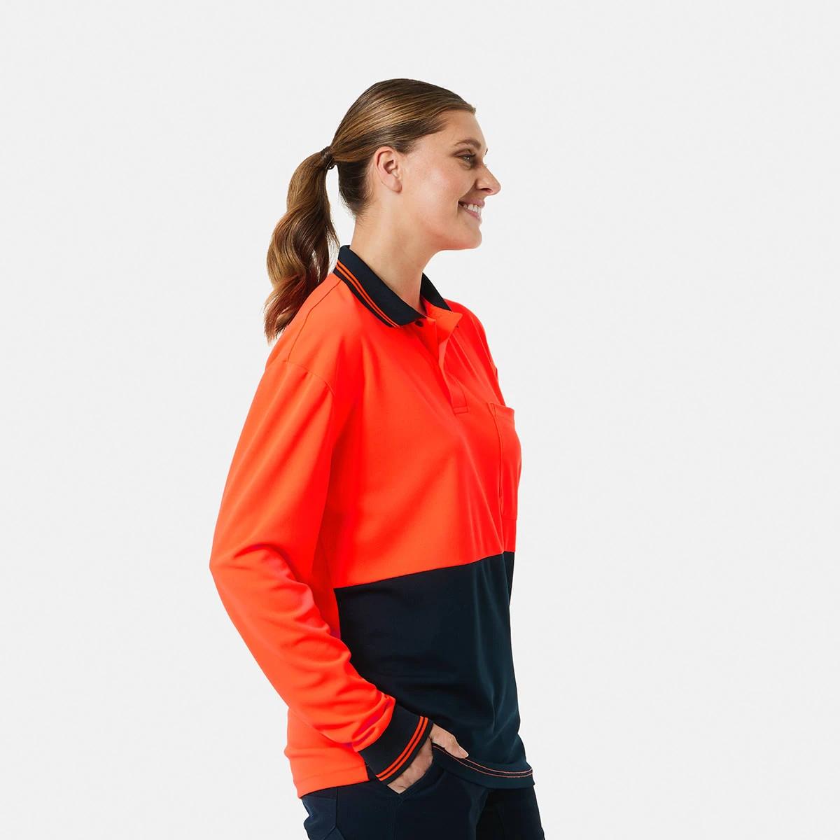 4 Hi-Visibility Long Sleeve Polo Shirt Orange, 4 of 10