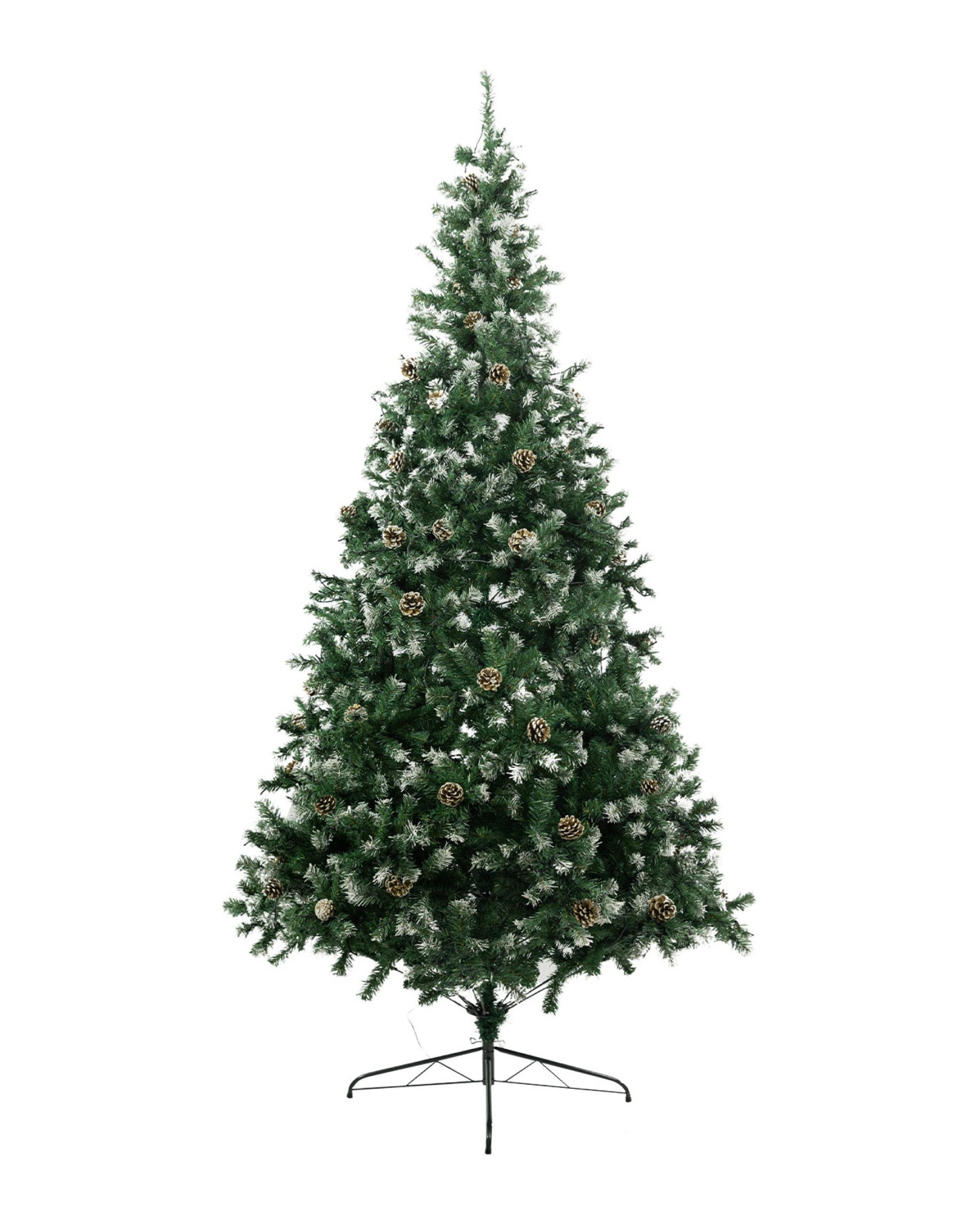 3 Christabelle 2.4m Pre-Lit LED Artificial Christmas Tree with Snow Tipped Needles Pine Cones Stand, 3 of 10