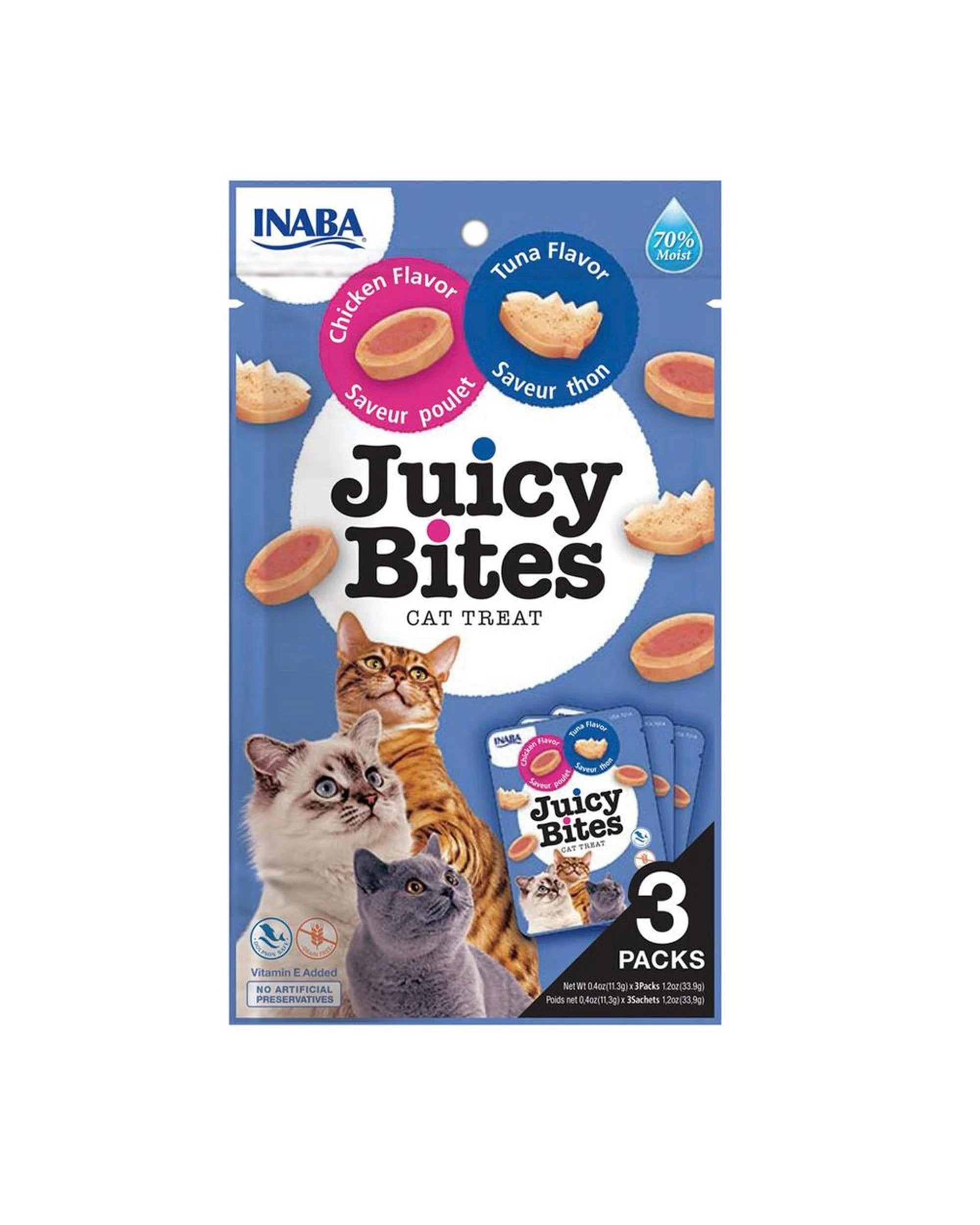 1 Inaba Juicy Bites Cat Treat Tuna & Chicken Flavor 6 x 34g, 1 of 2