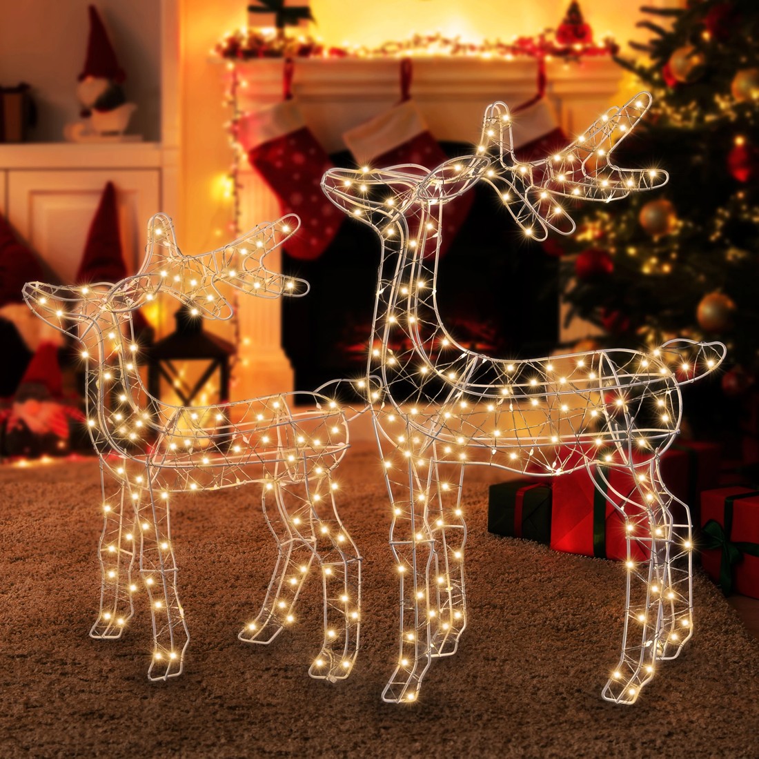 5 2 Pack Battery Operated LED Light Up Standing Reindeer, 5 of 6