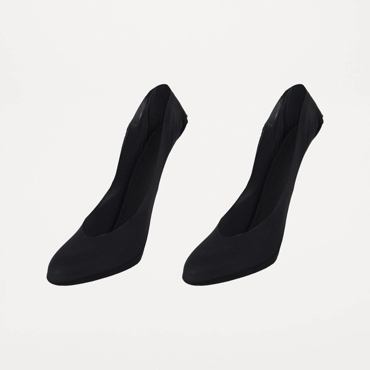 1 2 Pack Cushioned No Show Footlets BLACK, 1 of 3
