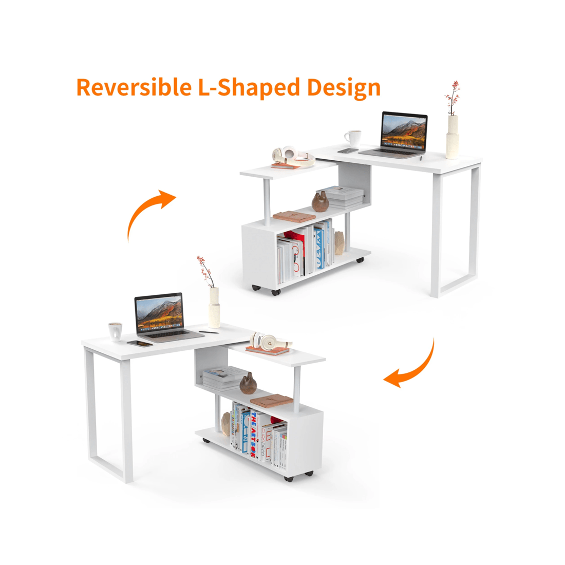 6 Advwin 360° Rotating L-shaped Computer Office Desk, 6 of 8