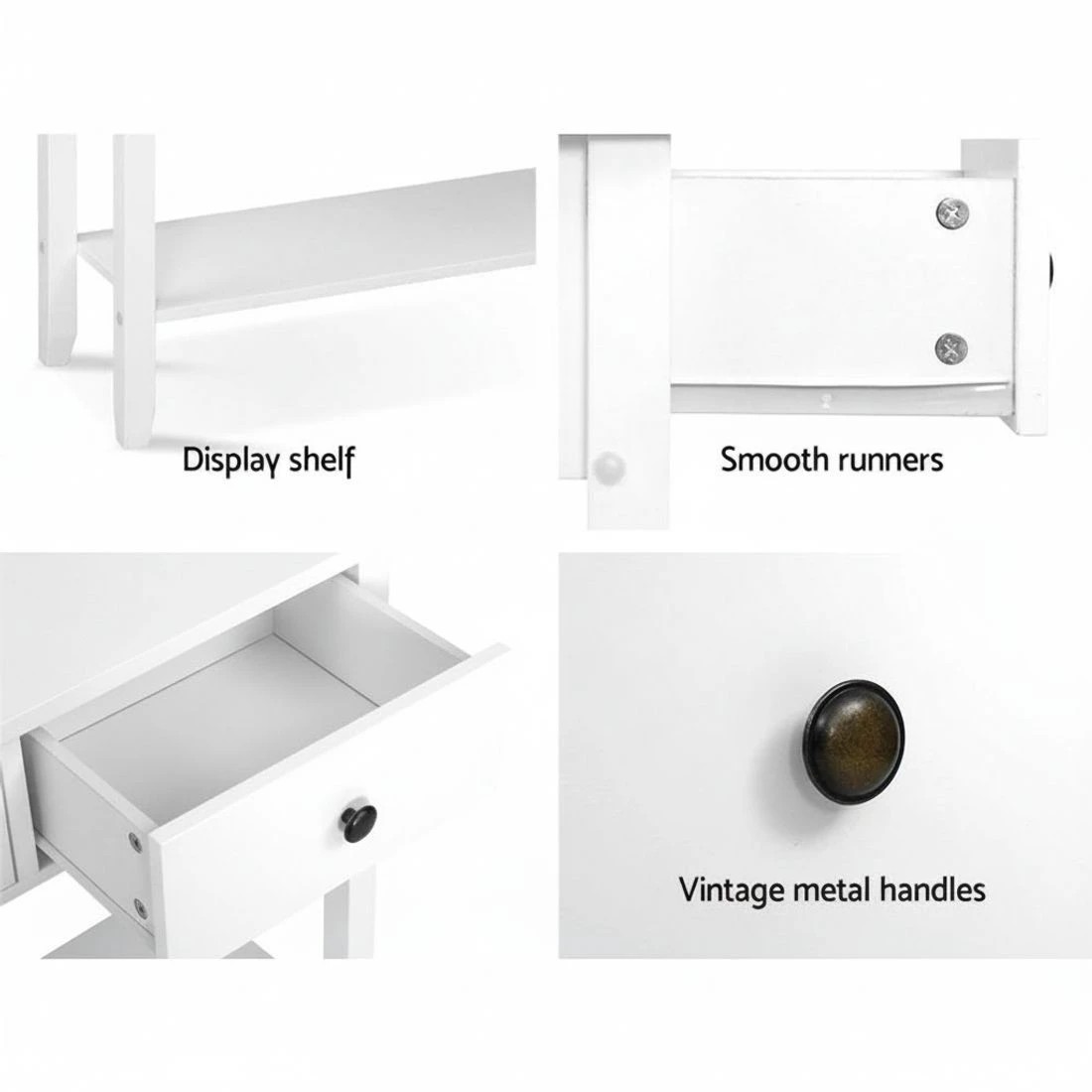 7 Artiss Console Table 2 Drawers 80CM  Chole - White, 7 of 8