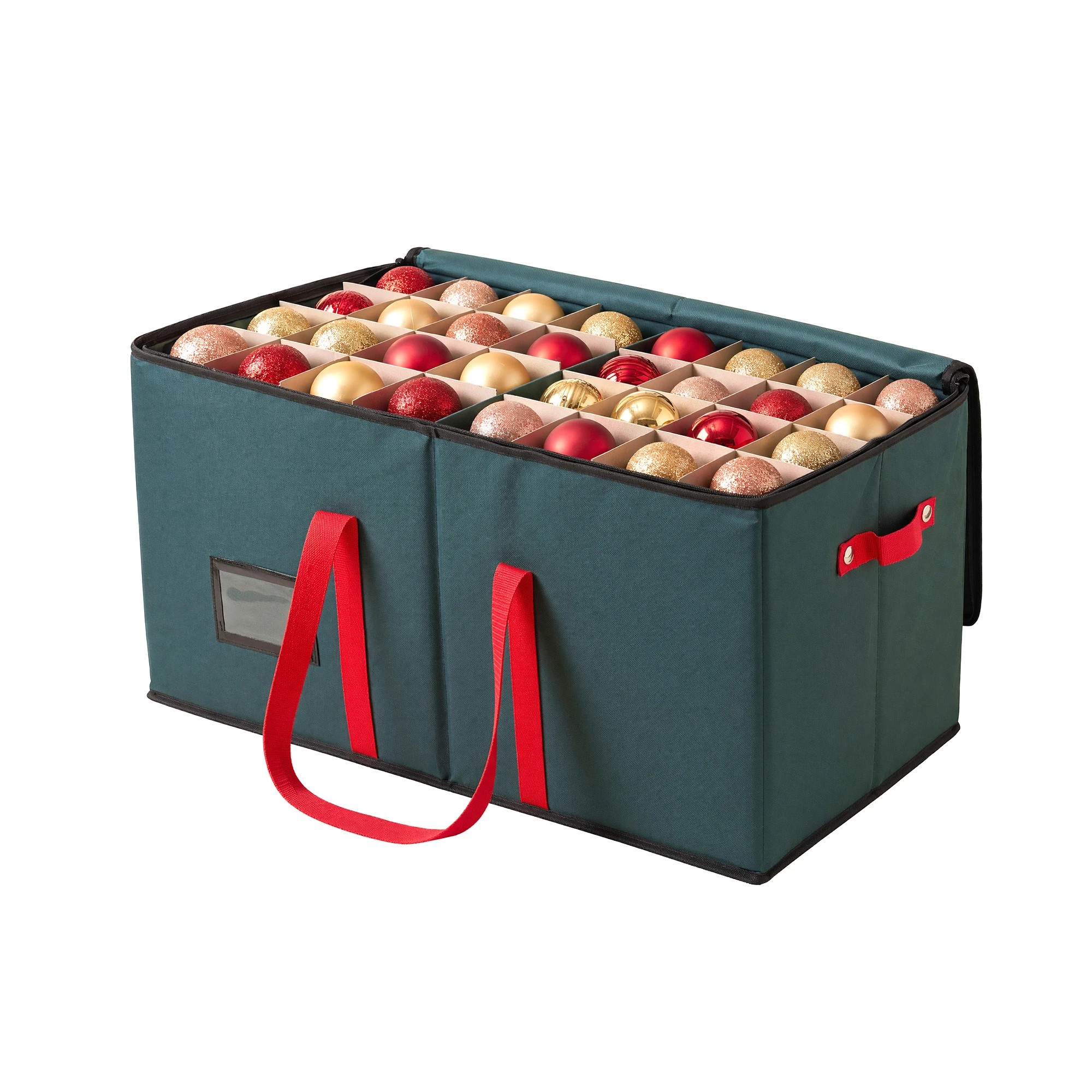 1 Jingle Jollys Christmas Baubles Storage Box 128 Slots Decor Ornaments Container - Green, 1 of 8