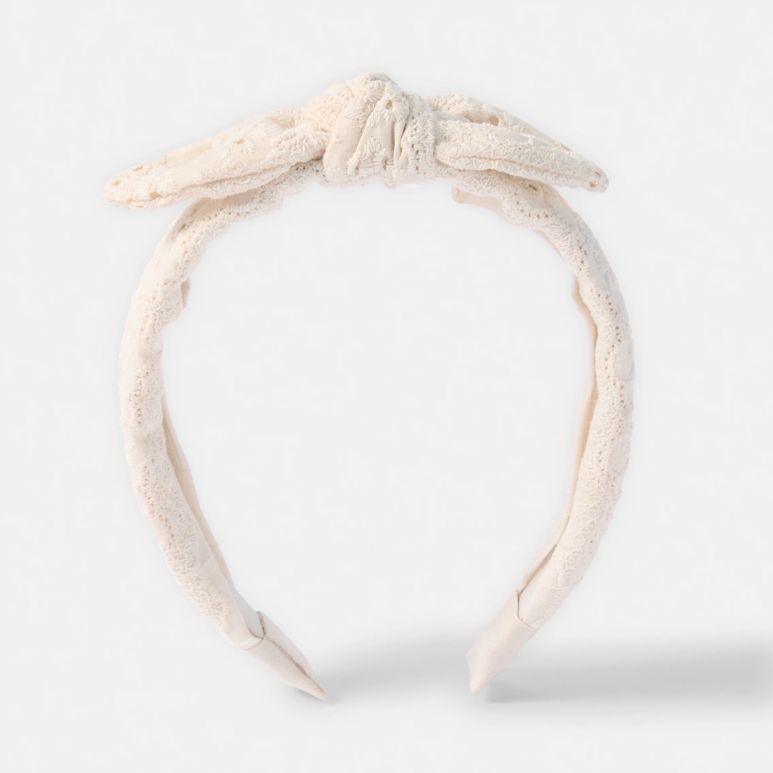 3 Broderie Bow Headband - White, 3 of 5