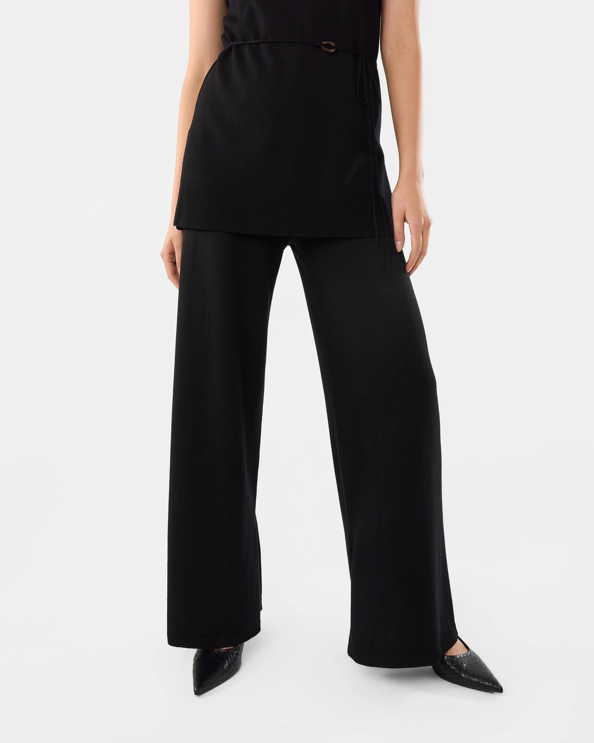 1 Side Split True Knit Pants Black, 1 of 6