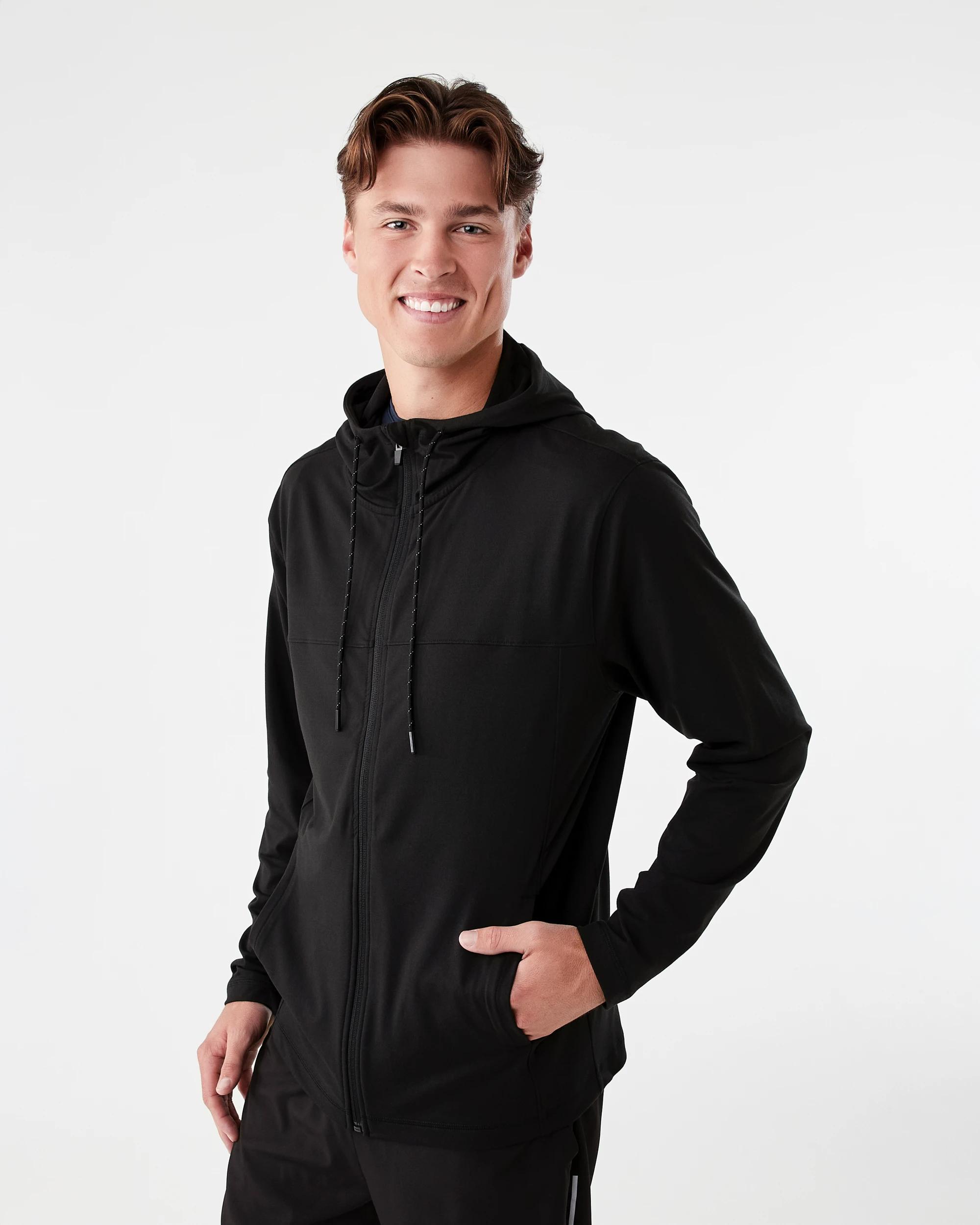 3 Active Mens Travel Zip Through Hoodie Black, 3 of 7